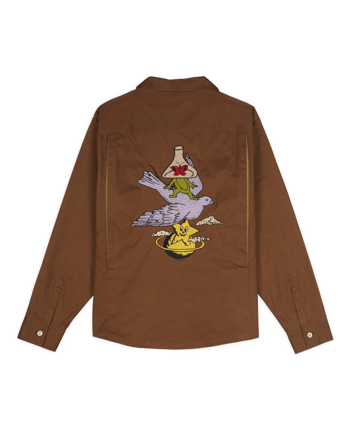 Poplin Camp Collar Shirt, Chocolate - Image 2
