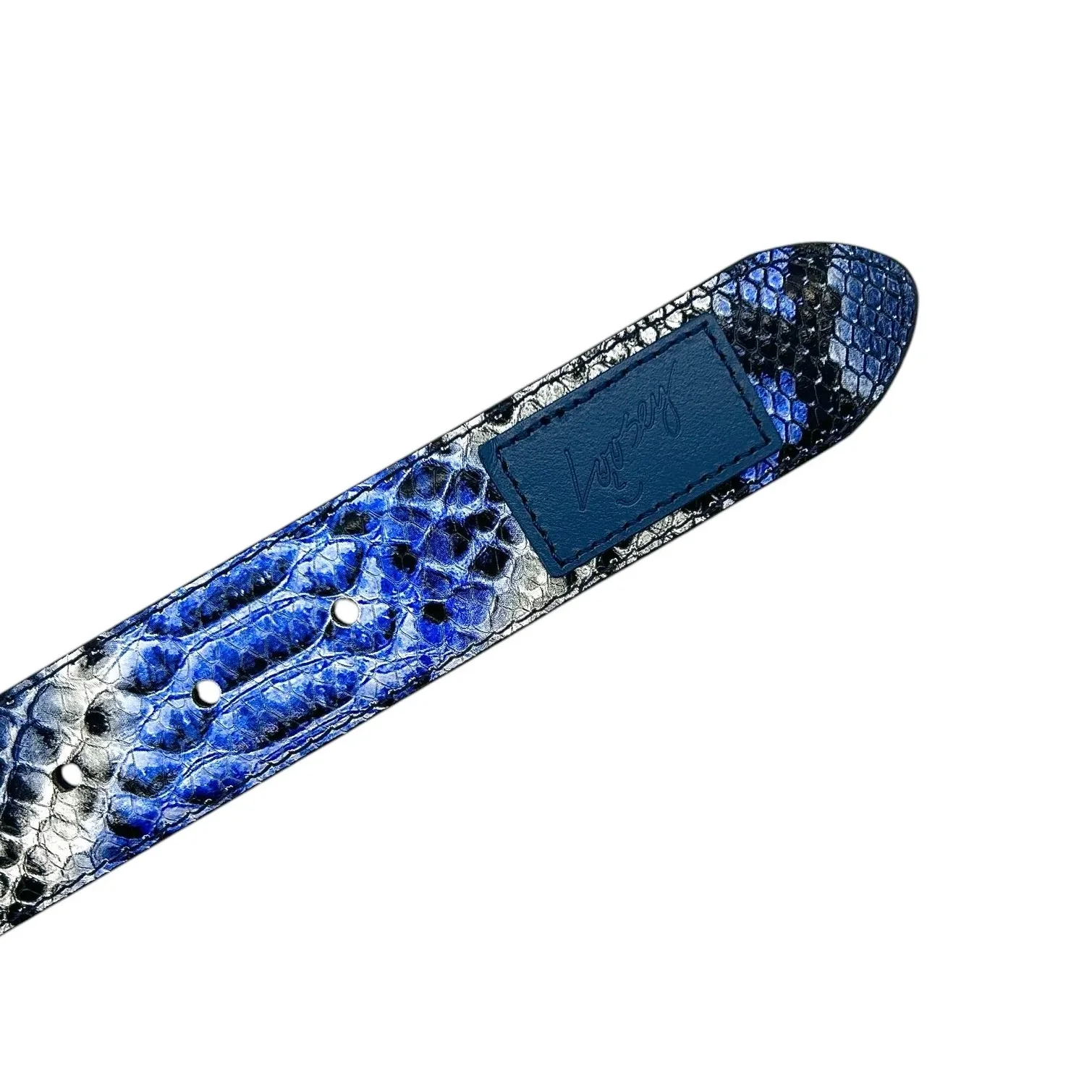 Premium Snakeskin Belt, Blue - Image 2