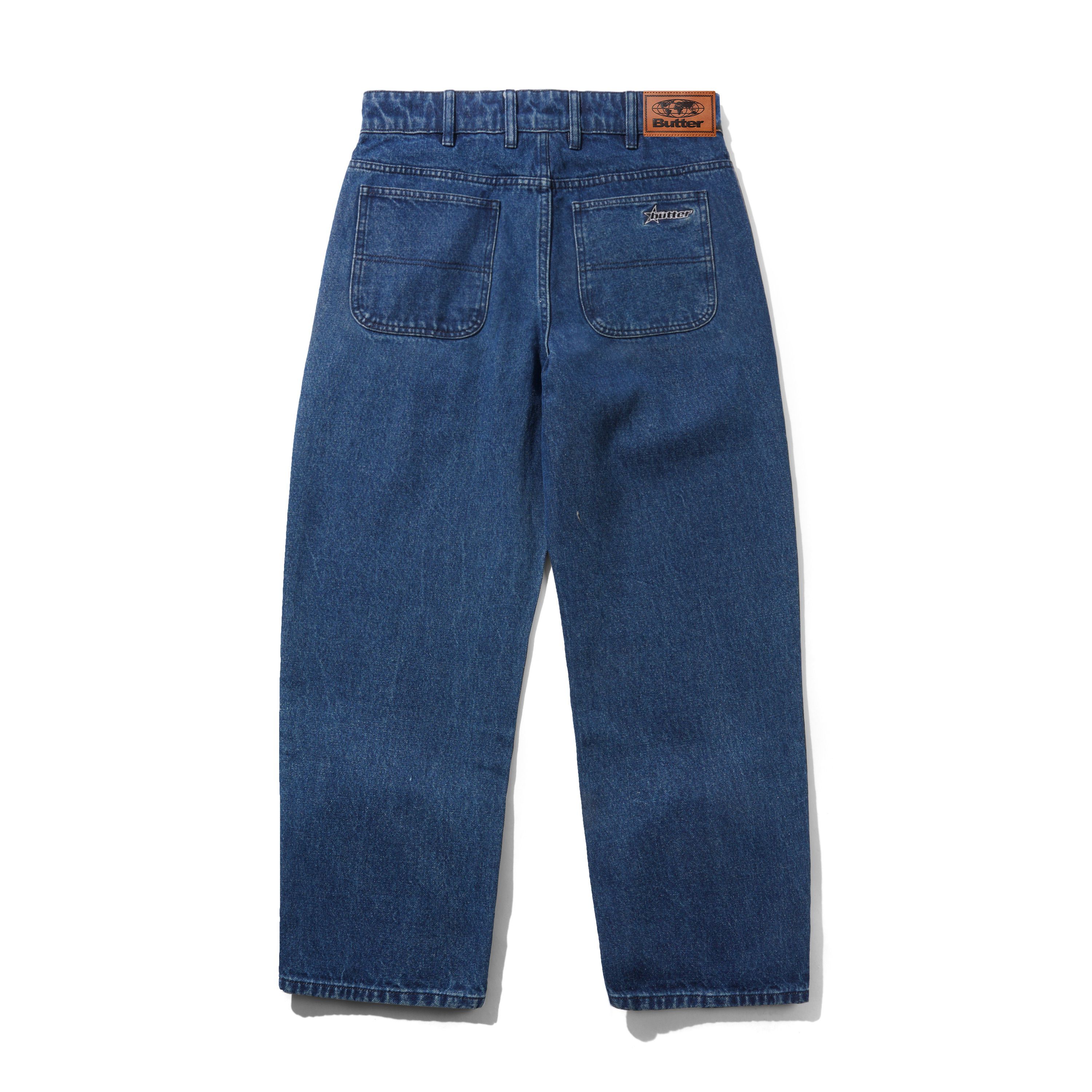 Racer Denim Jeans, Washed Dark Blue - Image 2