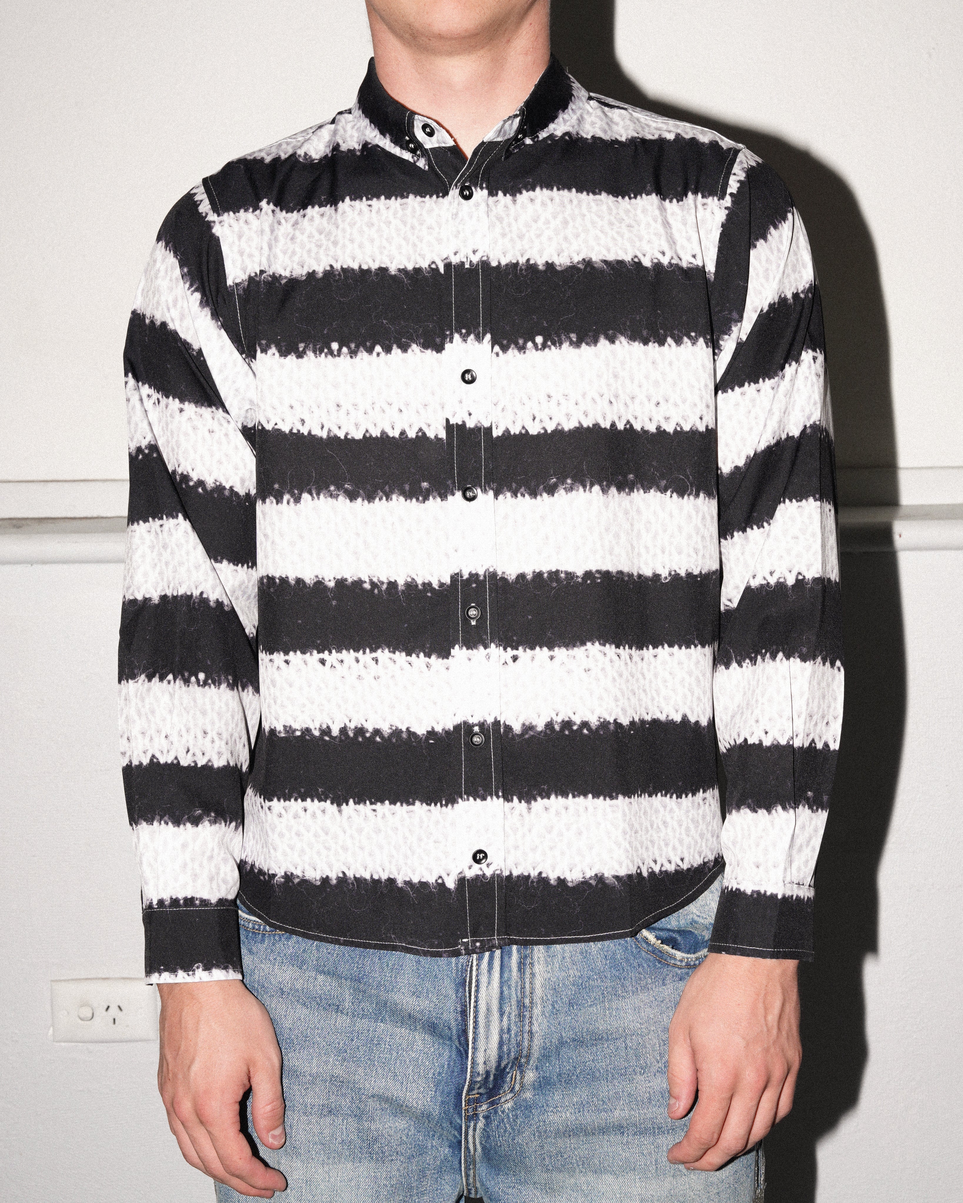 Rayon Knit Stripe Shirt, Multi - Image 3