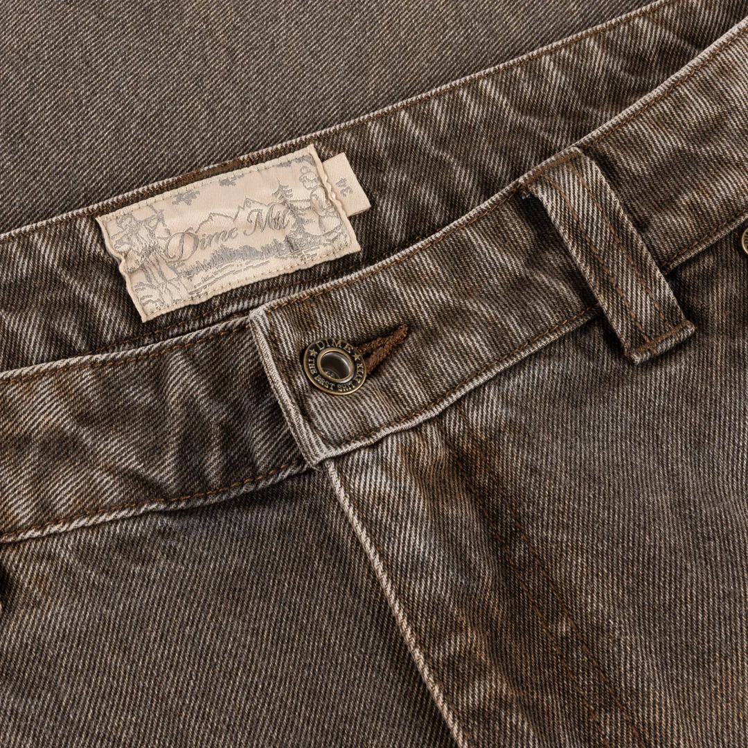 Relaxed Denim Jeans, Sandblasted Brown - Image 3