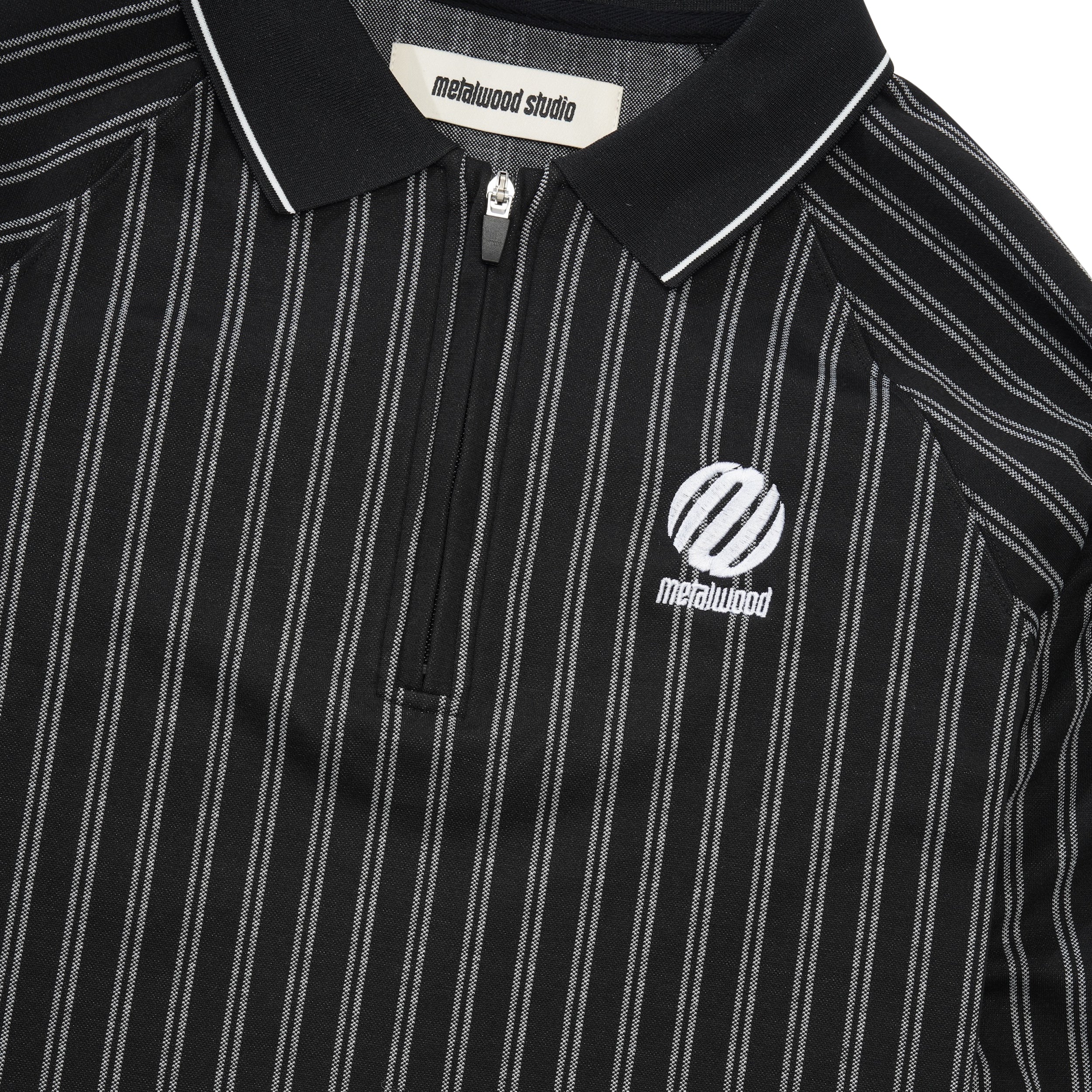 Ribbed L/S Polo, Black - Image 2