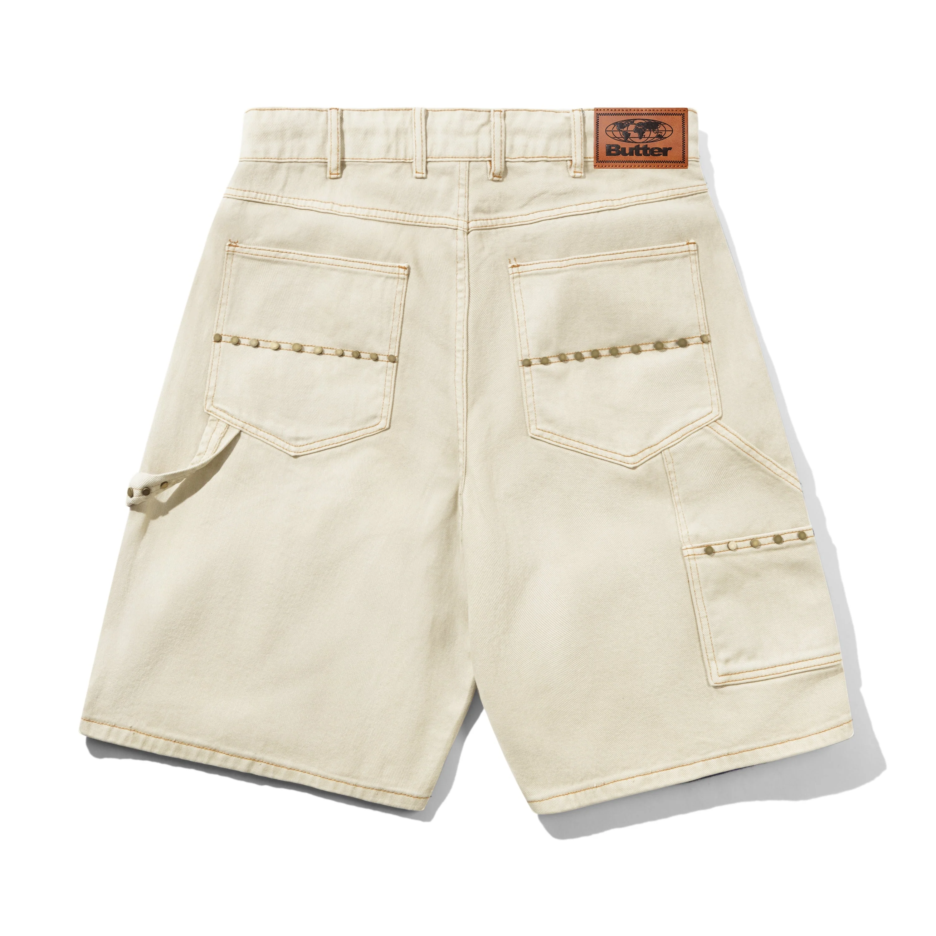 Rivet Denim Shorts, Bone - Image 2
