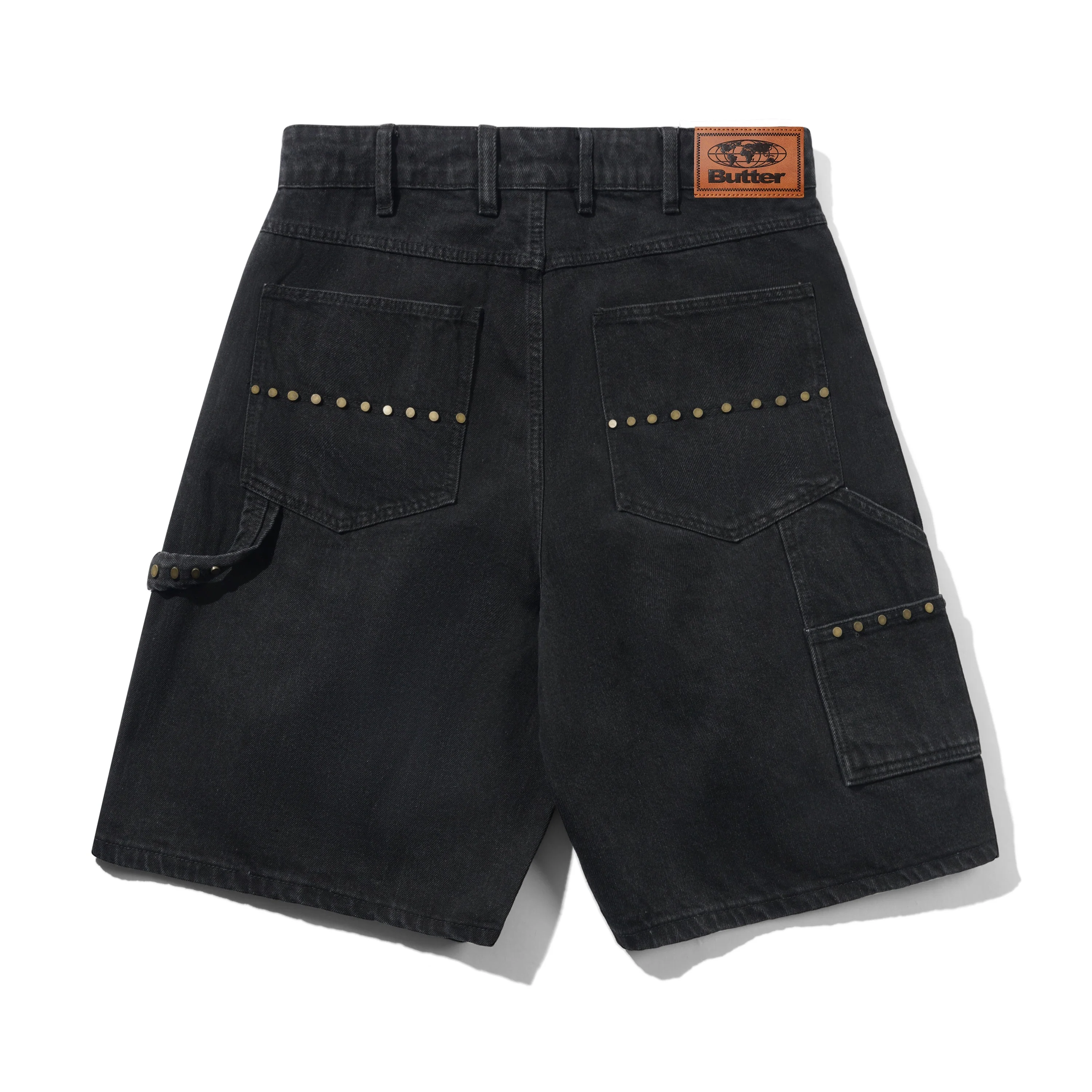 Rivet Denim Shorts, Washed Black - Image 2