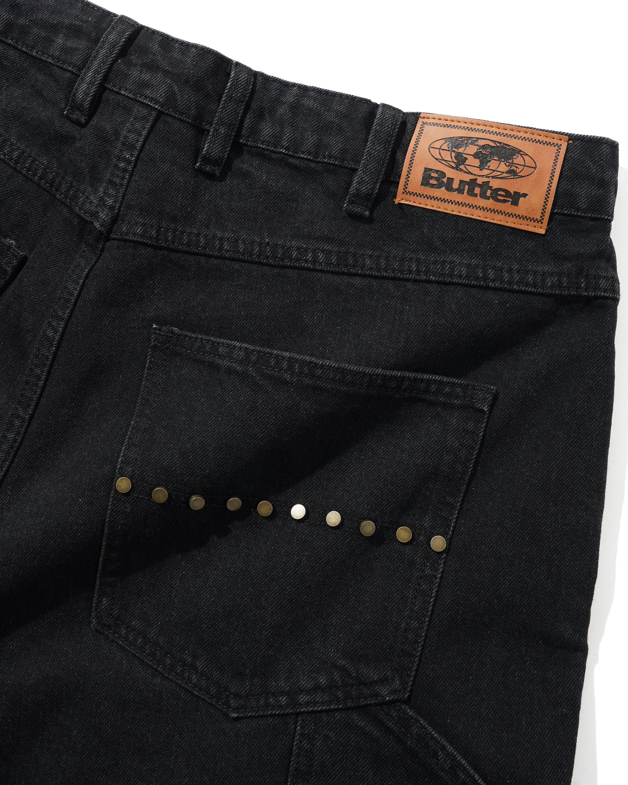 Rivet Denim Shorts, Washed Black - Image 3