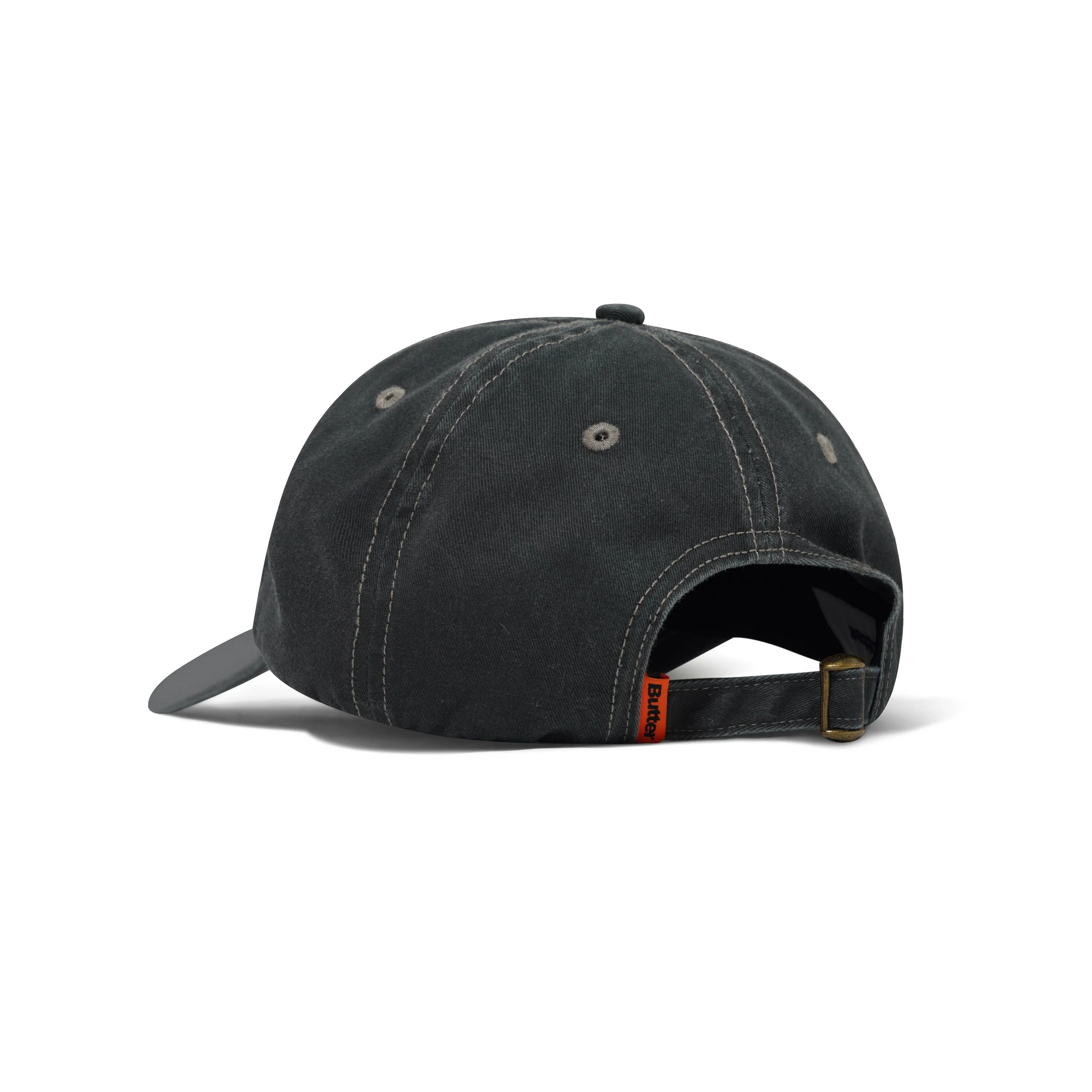 Rounded Logo 6 Panel Cap, Washed Black - Image 2