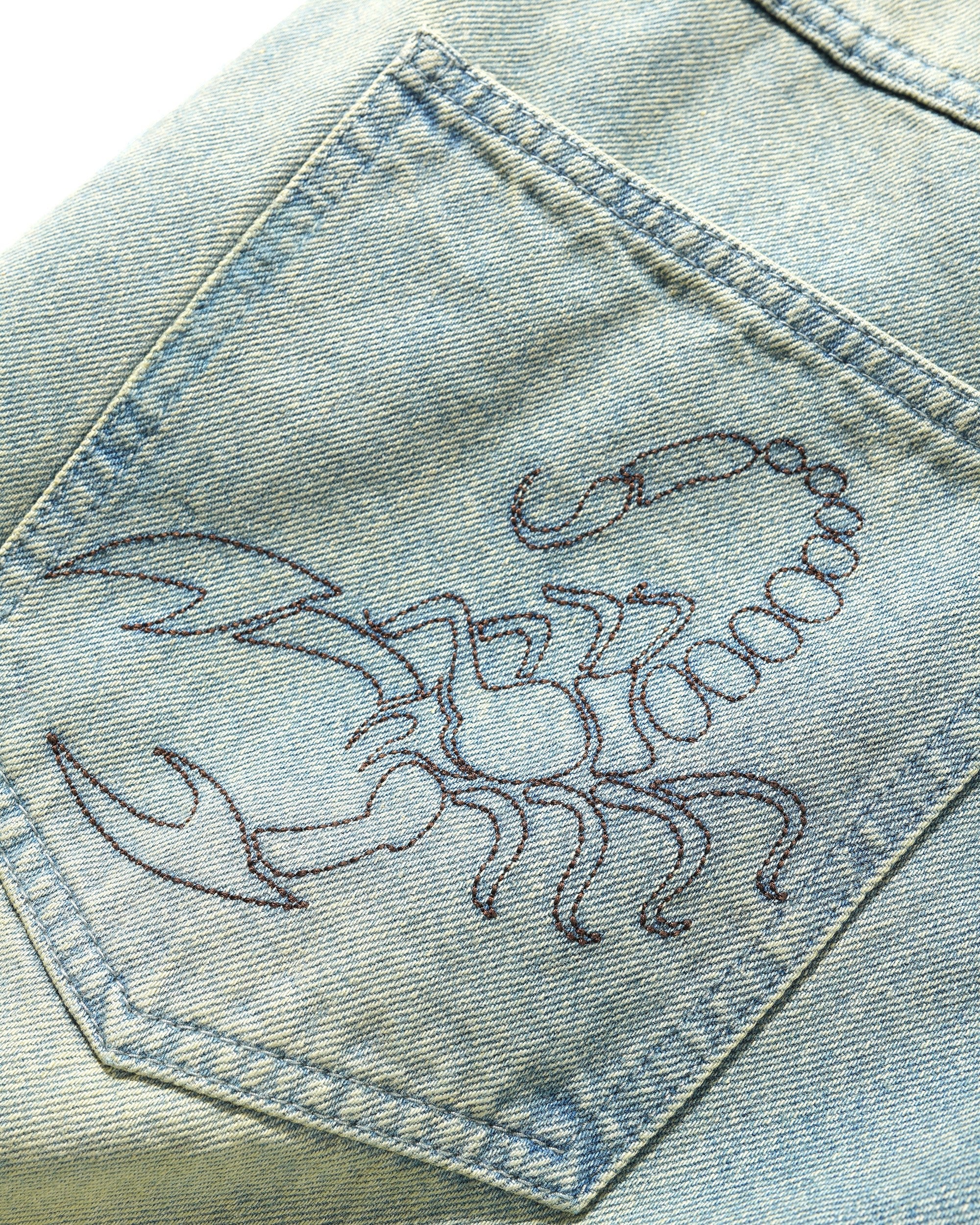 Scorpion Stitch Denim Jeans, Tinted Light Blue - Image 5
