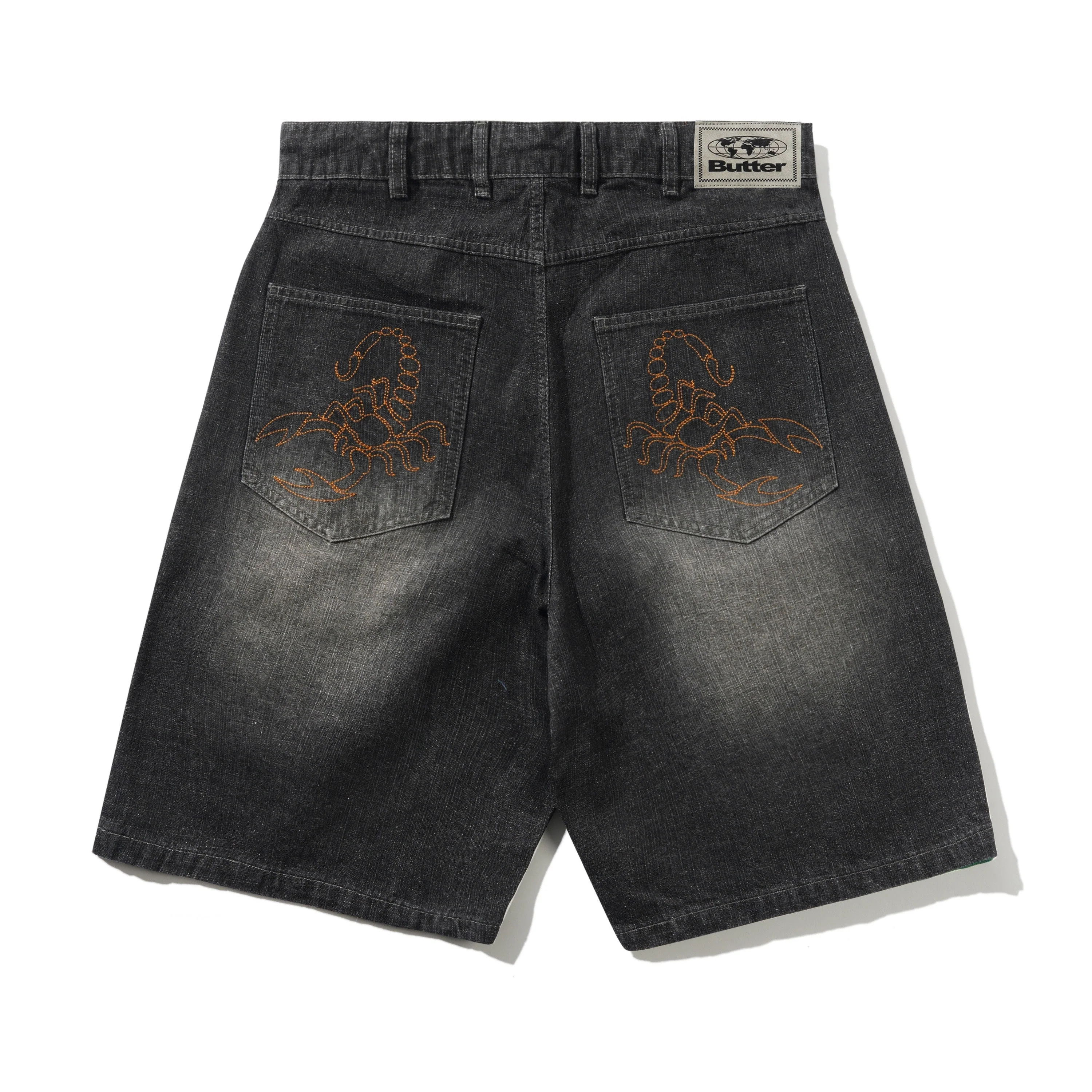 Scorpion Stitch Denim Shorts, Slub Black - Image 2