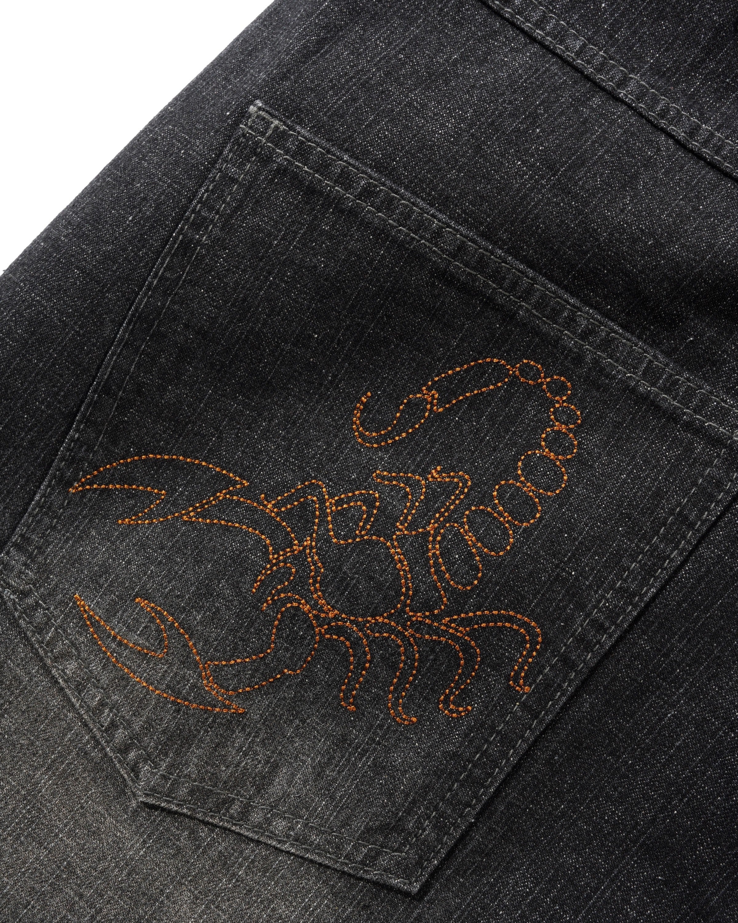 Scorpion Stitch Denim Shorts, Slub Black - Image 3