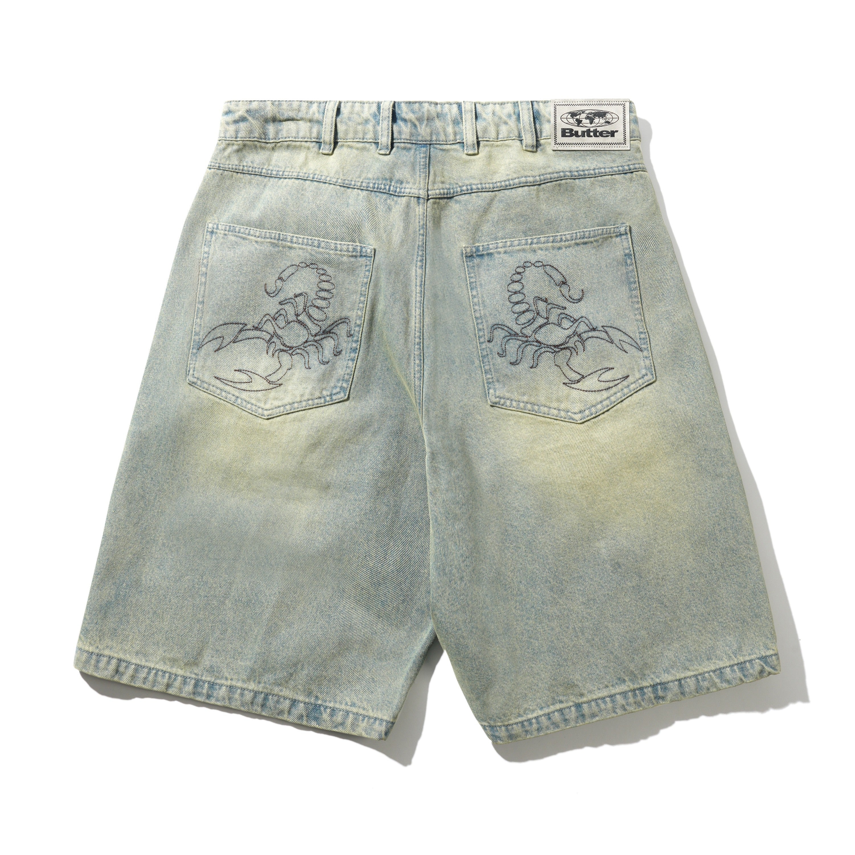 Scorpion Stitch Denim Shorts, Tinted Light Blue - Image 2