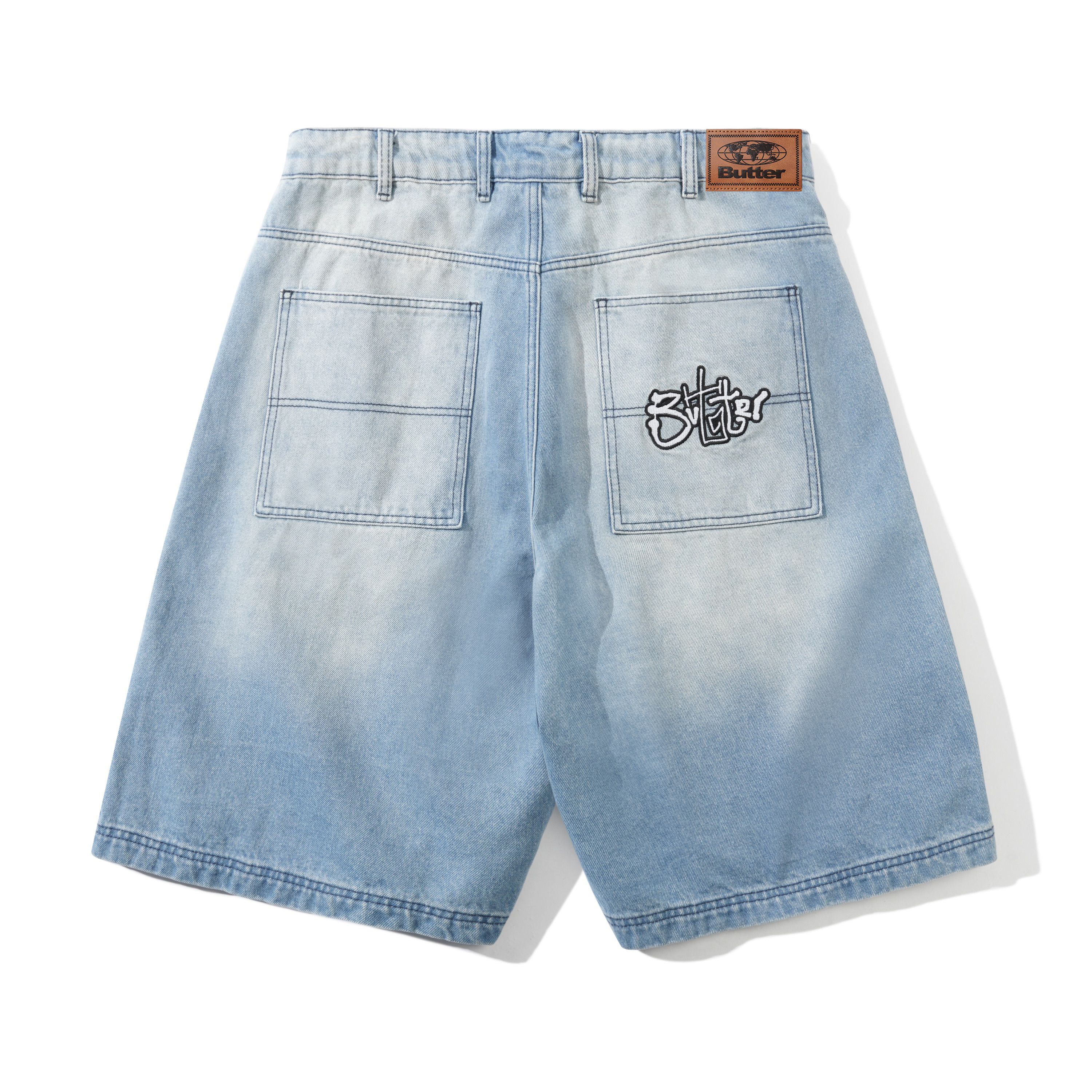 Scribble Denim Shorts, Faded Light Blue - Image 2