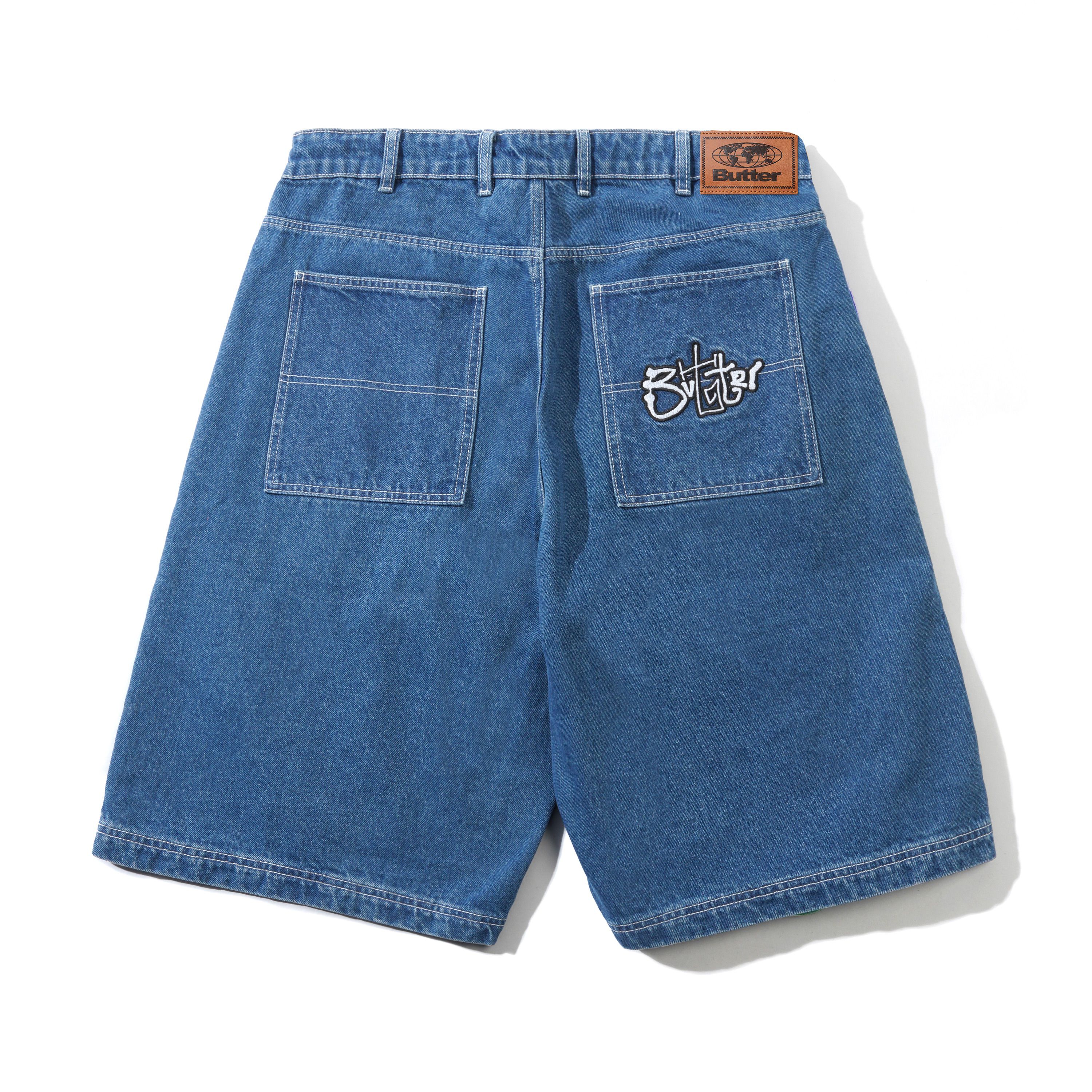 Scribble Denim Shorts, Mid Blue - Image 2