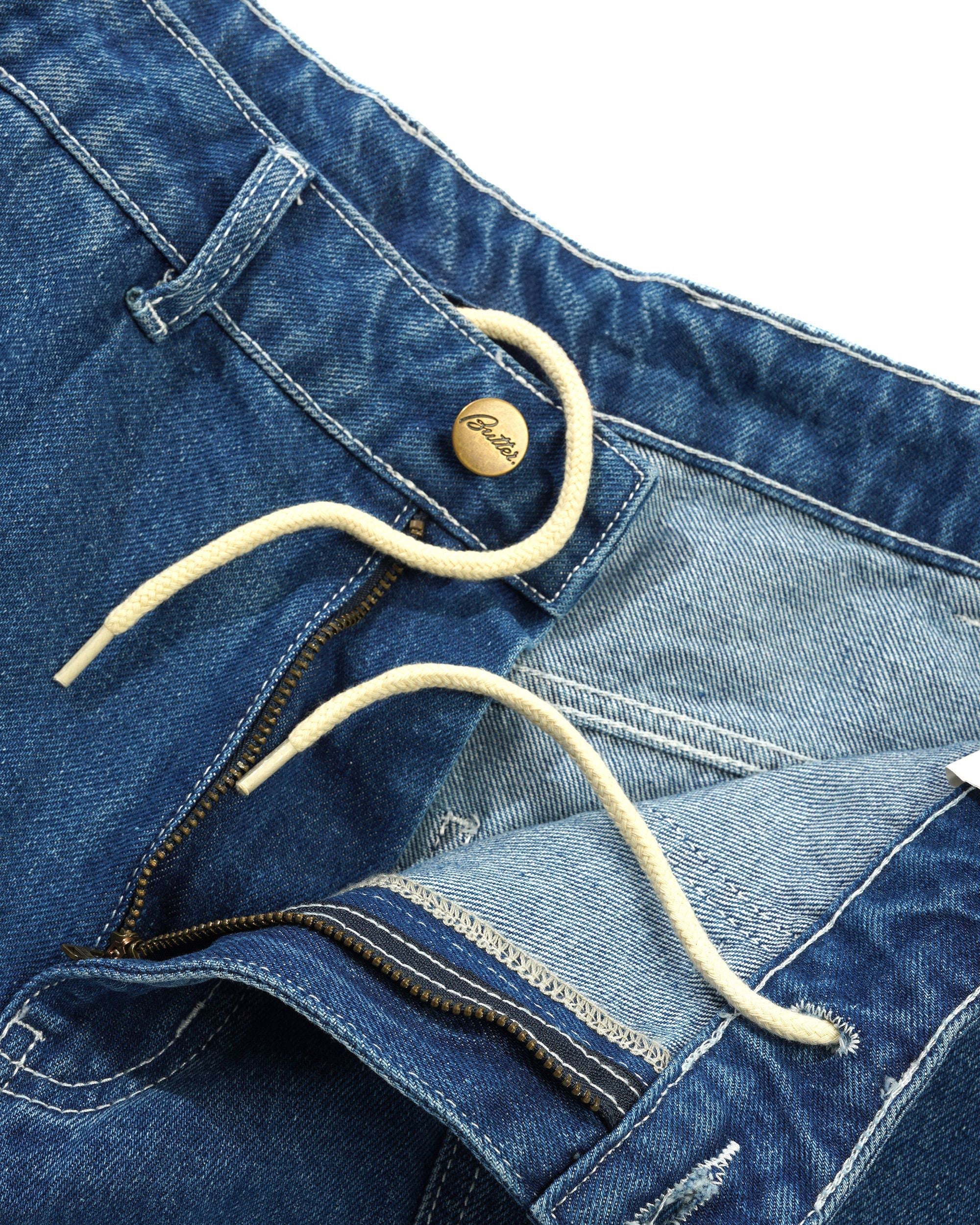 Scribble Denim Shorts, Mid Blue - Image 3