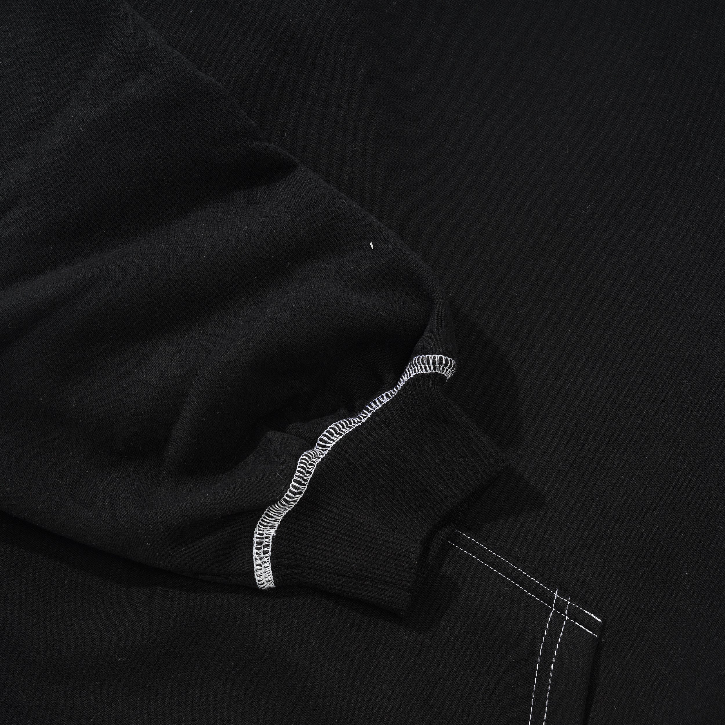 Script Contrast Stitch Pullover Hood, Black - Image 2