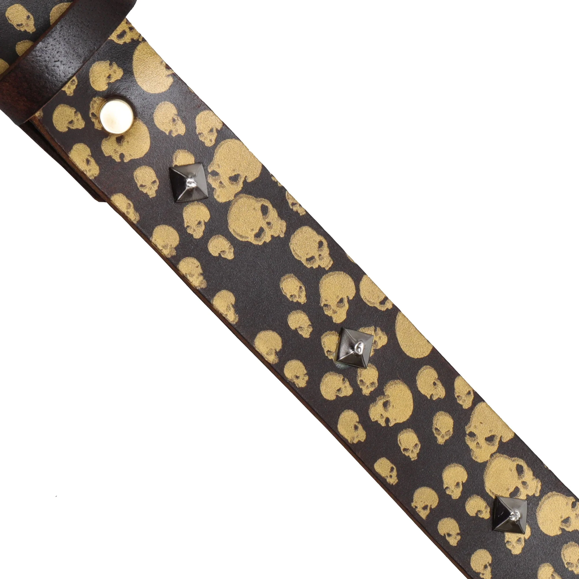 Skulls Leather Belt, Brown - Image 2