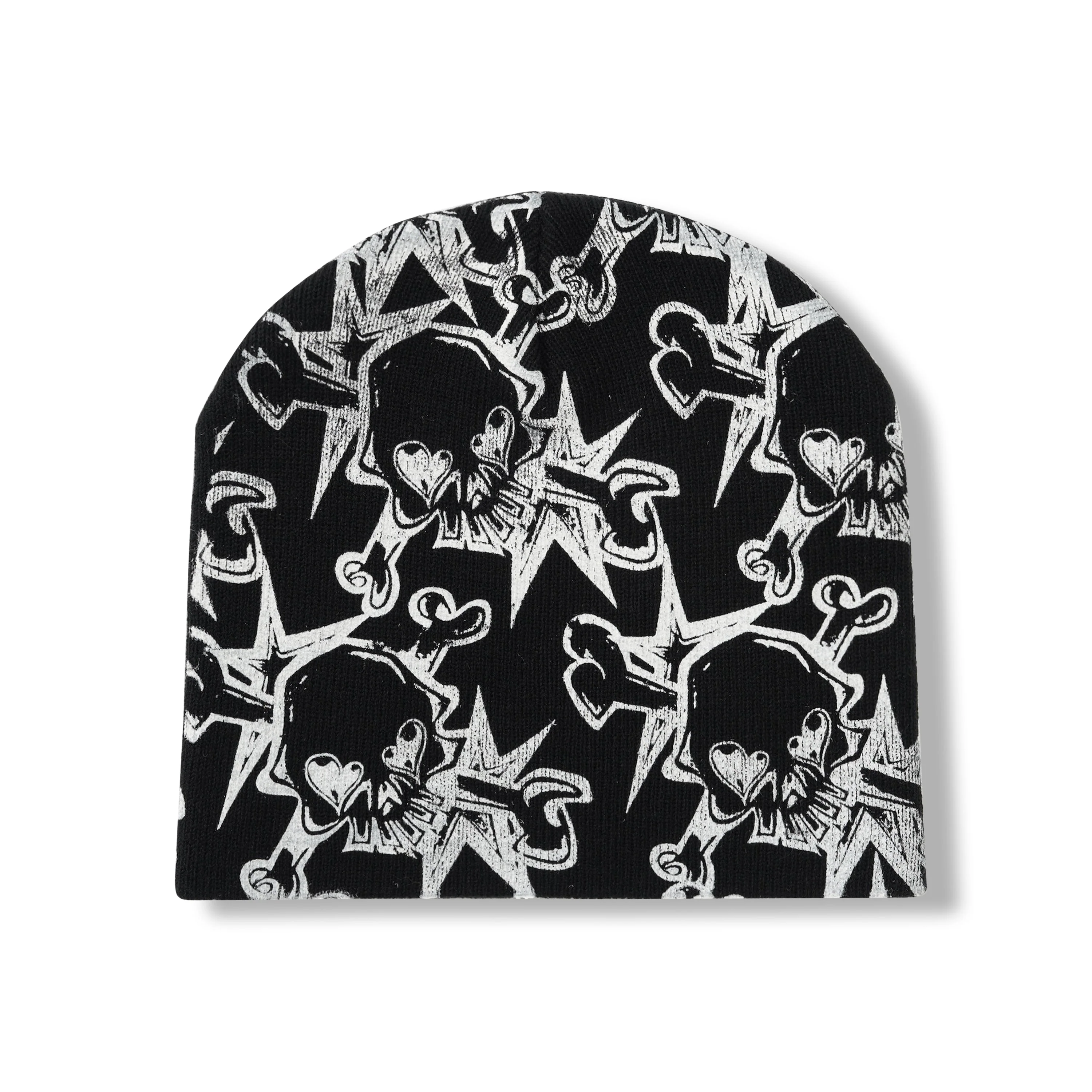 Skullstar AOP Beanie, Black / White - Image 2