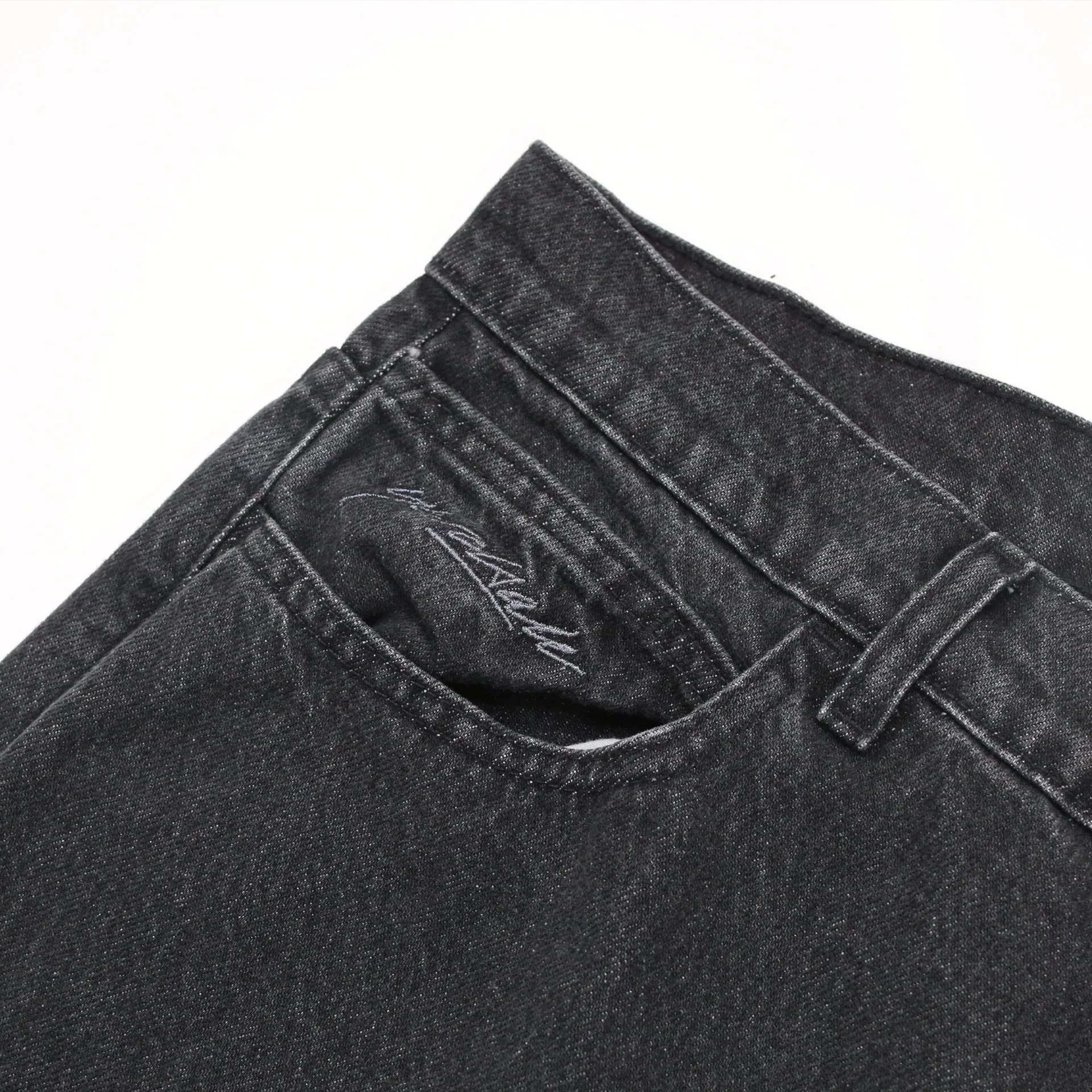 Slub Stain Phantasy Denim Jean, Black - Image 2