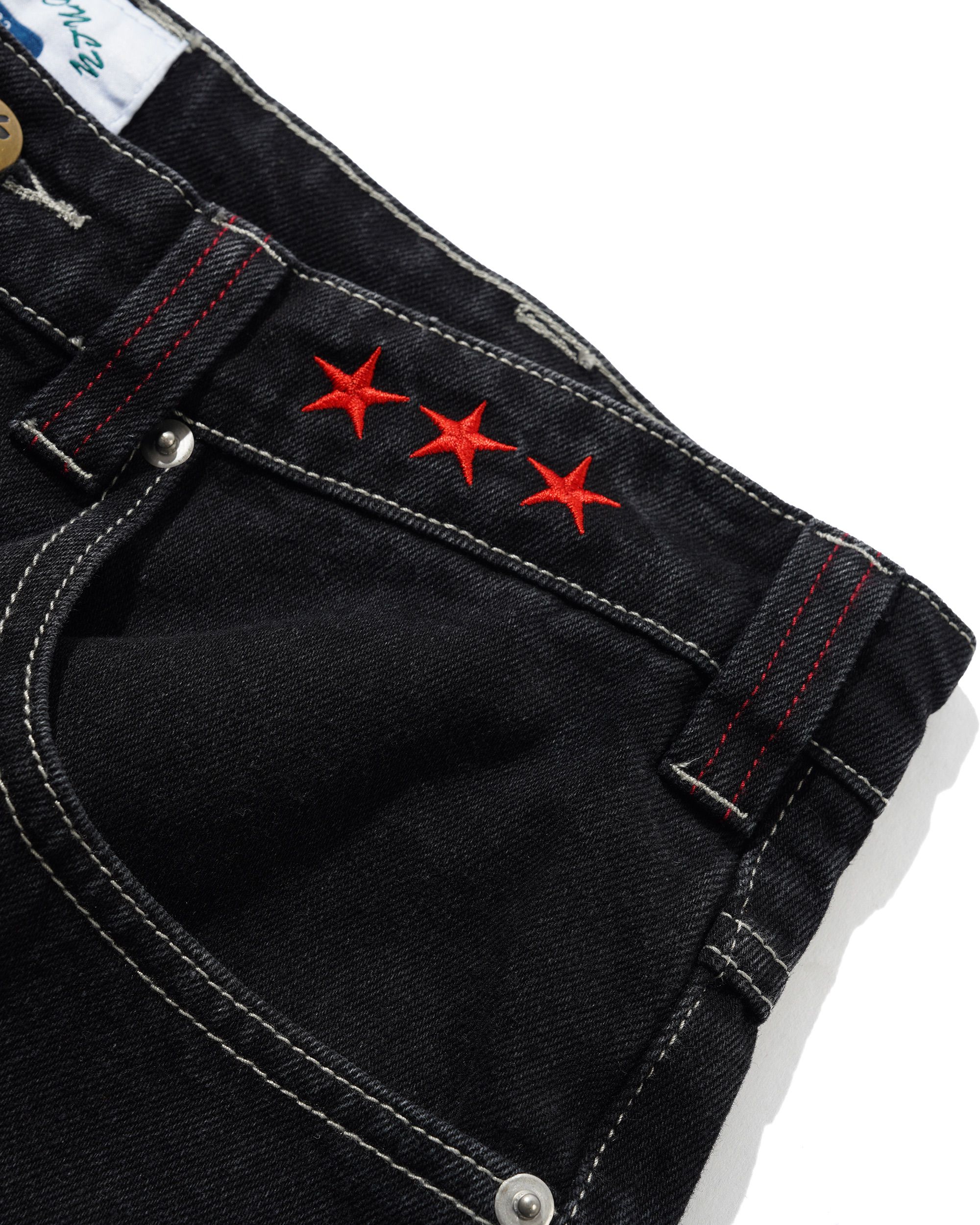 Stars Denim Shorts, Washed Black - Image 4