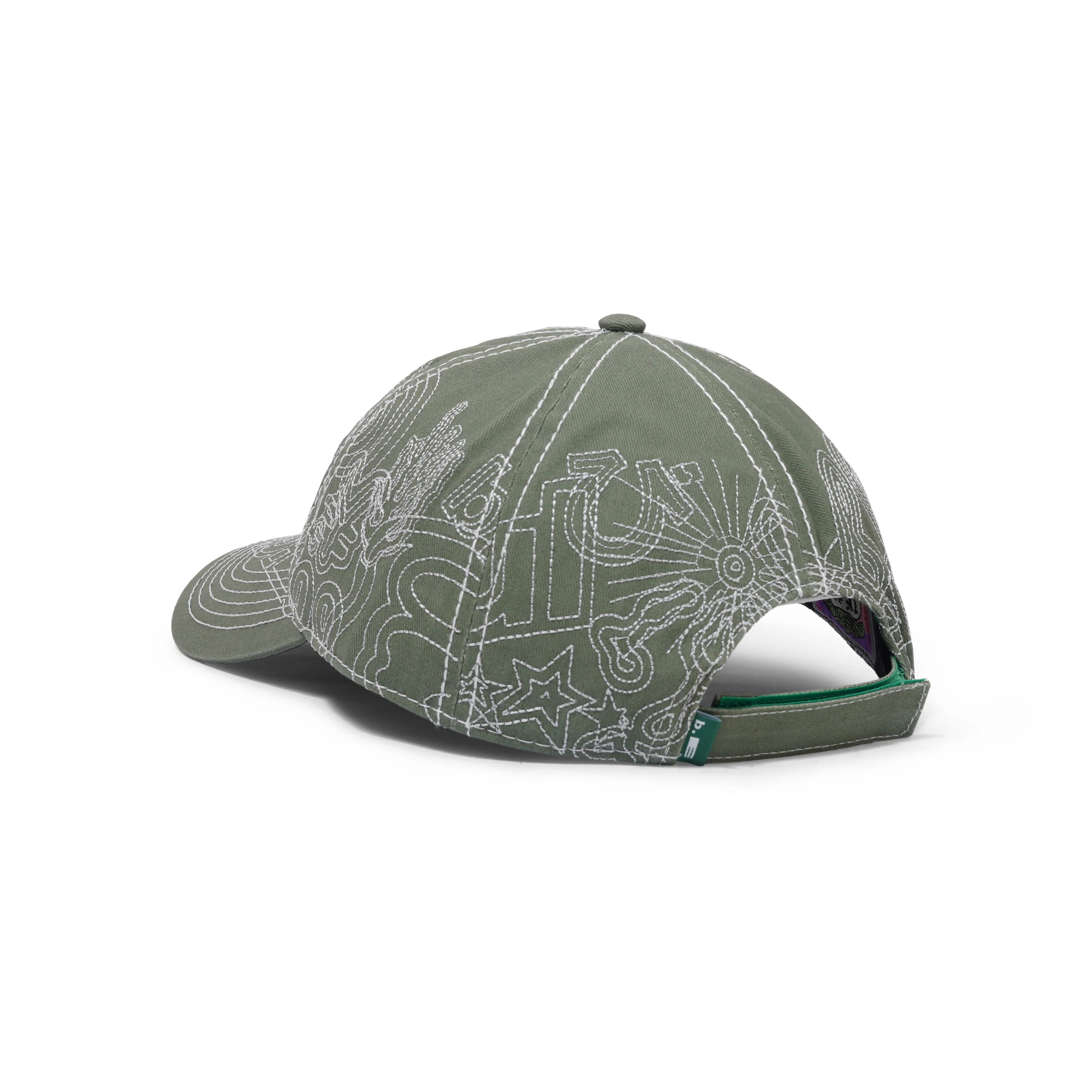 Stitch Mani 6 Panel hat, Off-Moss / Silver - Image 2