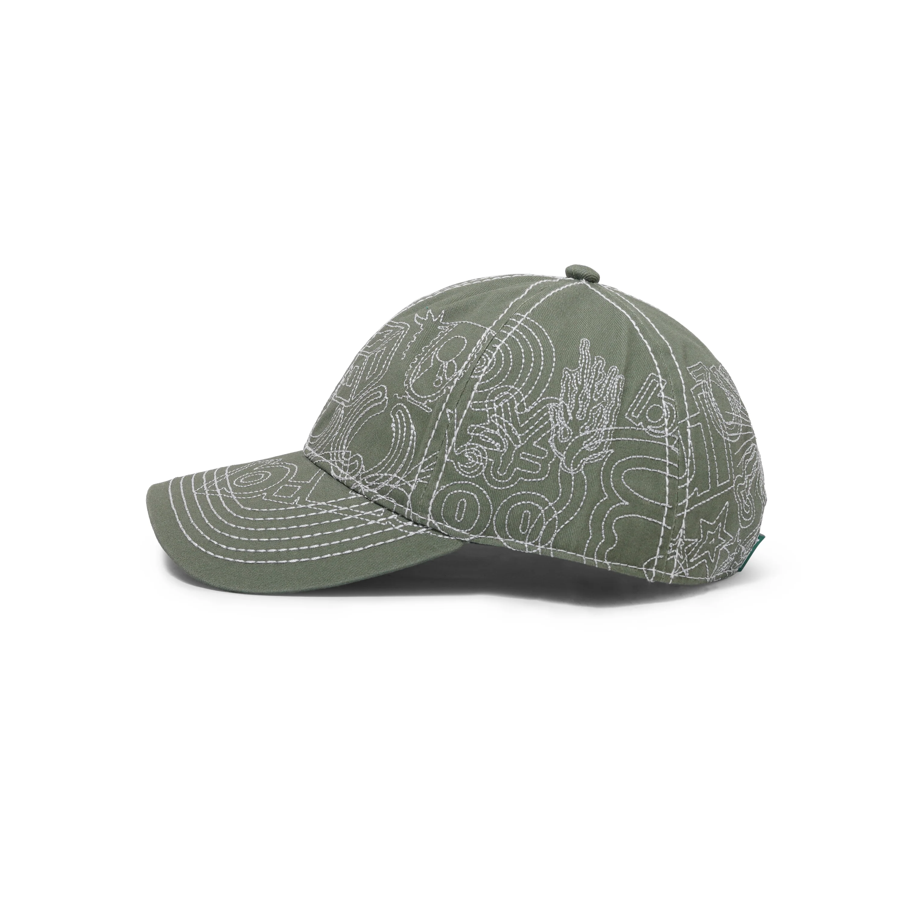 Stitch Mani 6 Panel hat, Off-Moss / Silver - Image 3