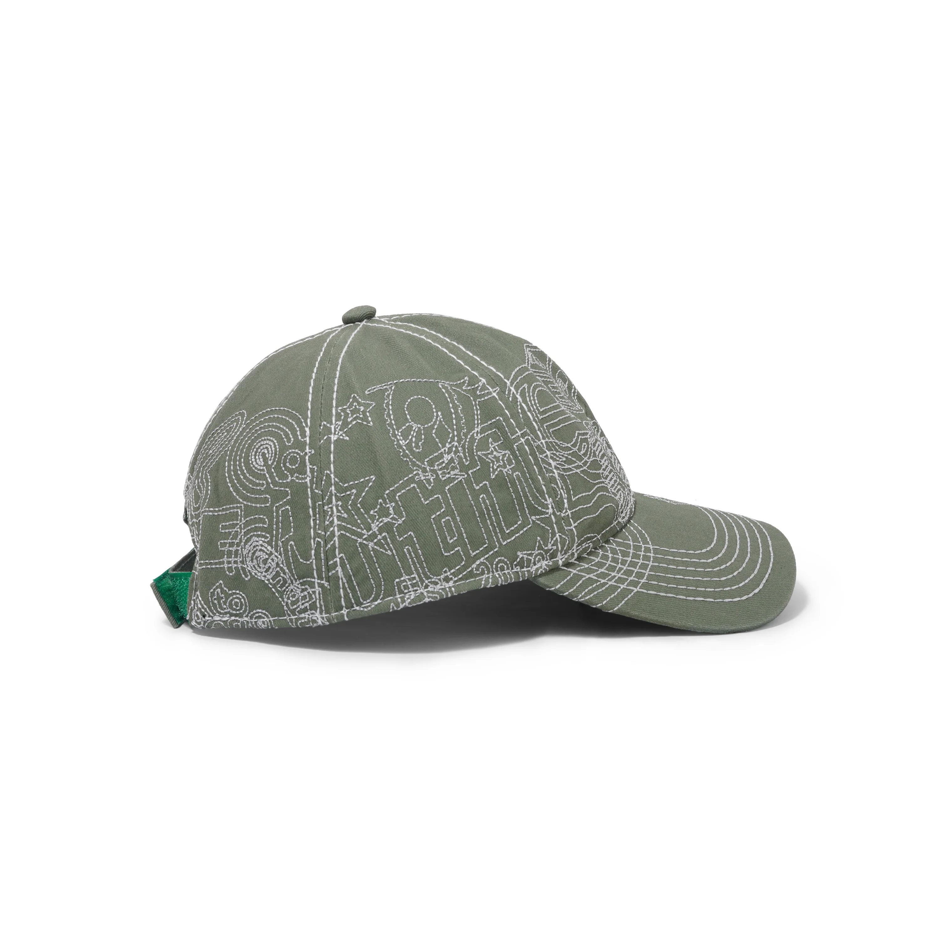 Stitch Mani 6 Panel hat, Off-Moss / Silver - Image 4