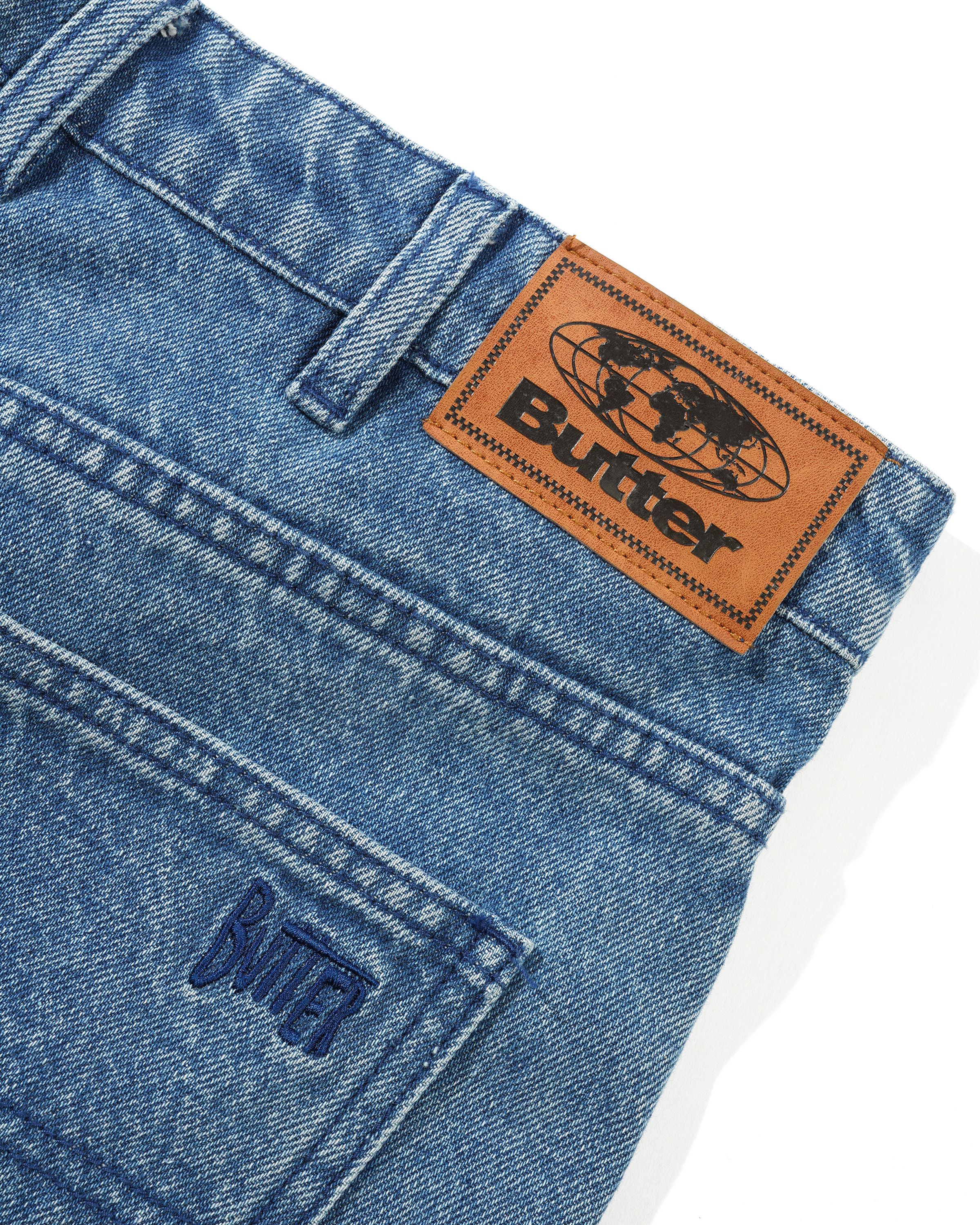 Straight Leg Denim Jeans, Distressed Indigo - Image 3