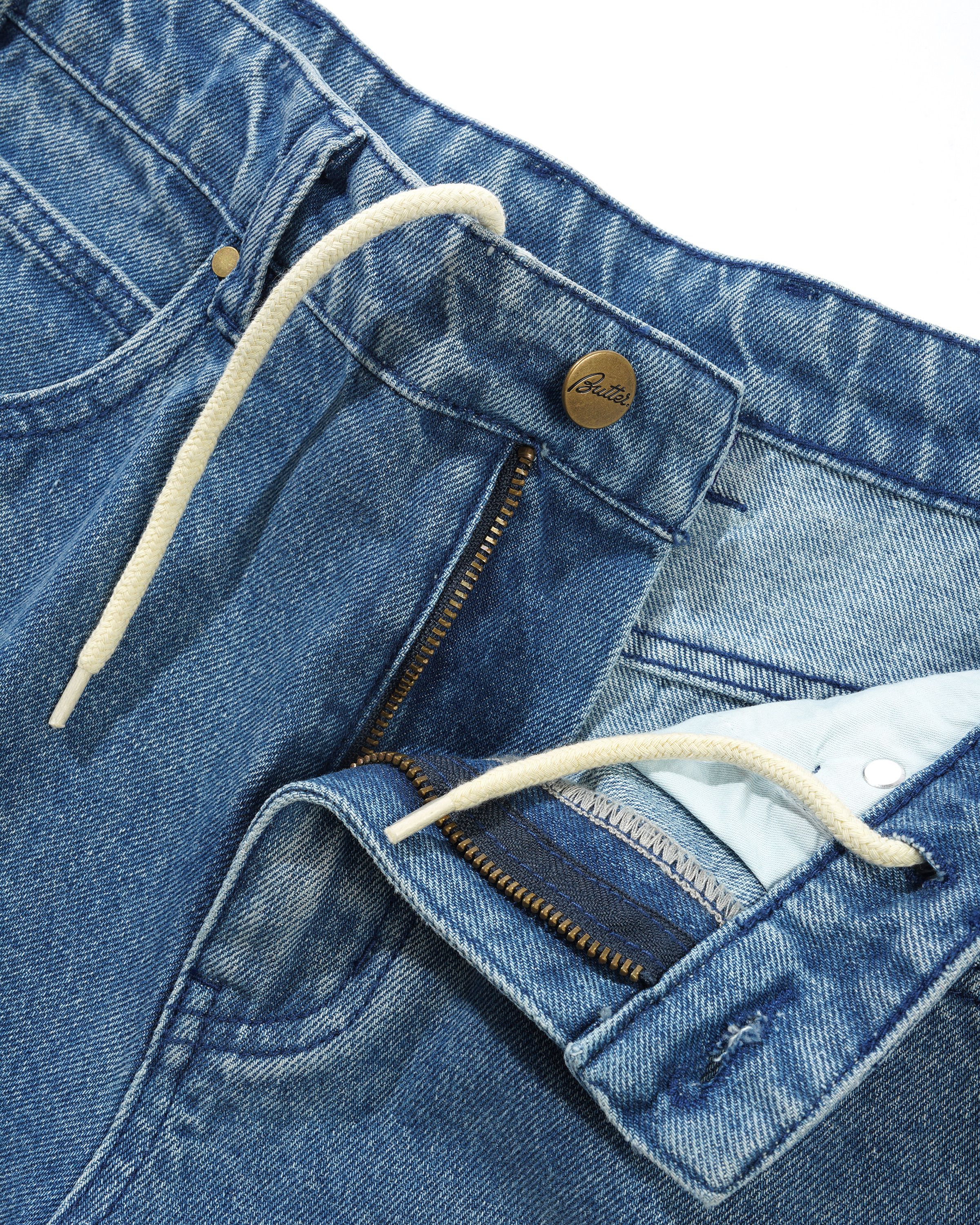 Straight Leg Denim Jeans, Distressed Indigo - Image 5