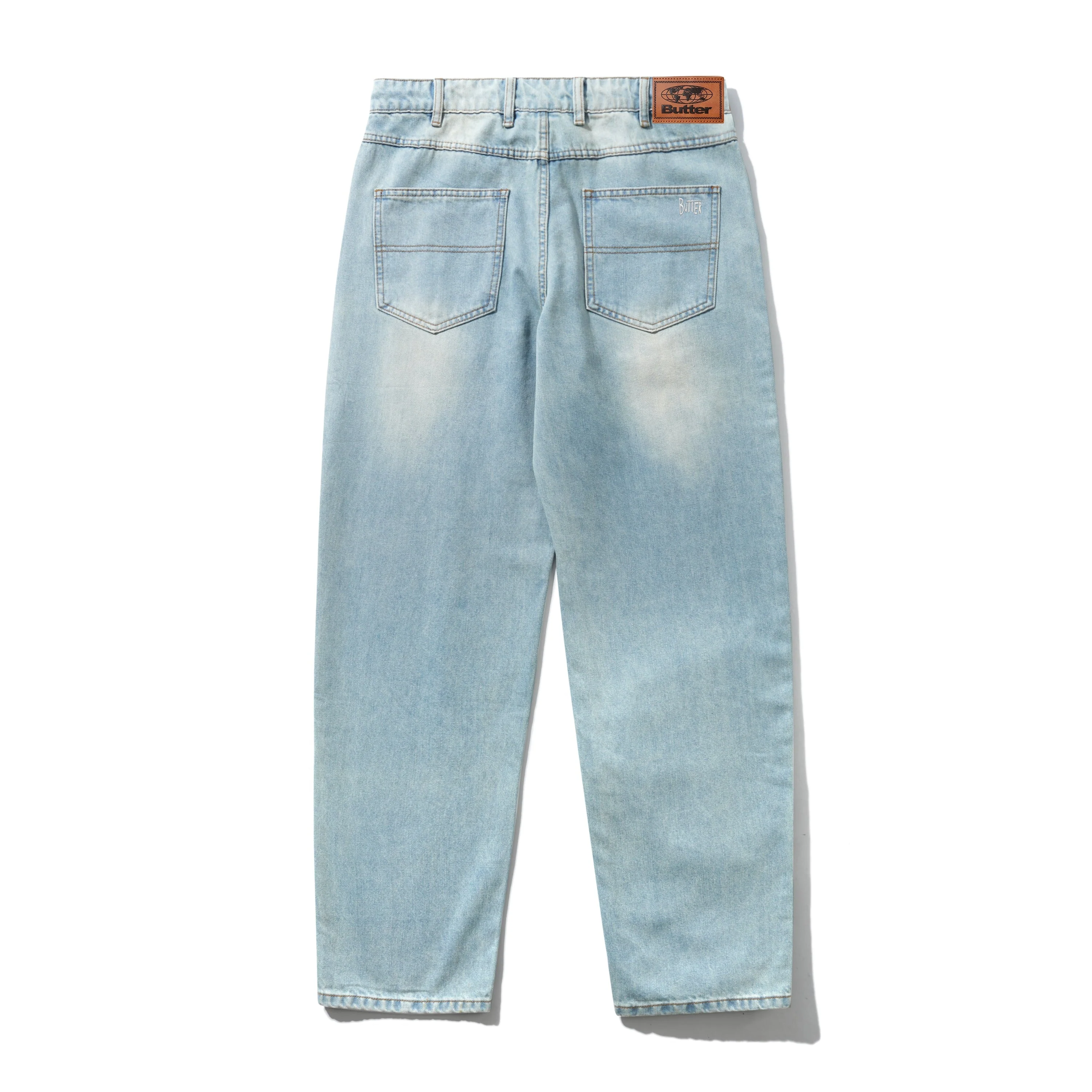 Straight Leg Denim Jeans, Distressed Light Blue - Image 2