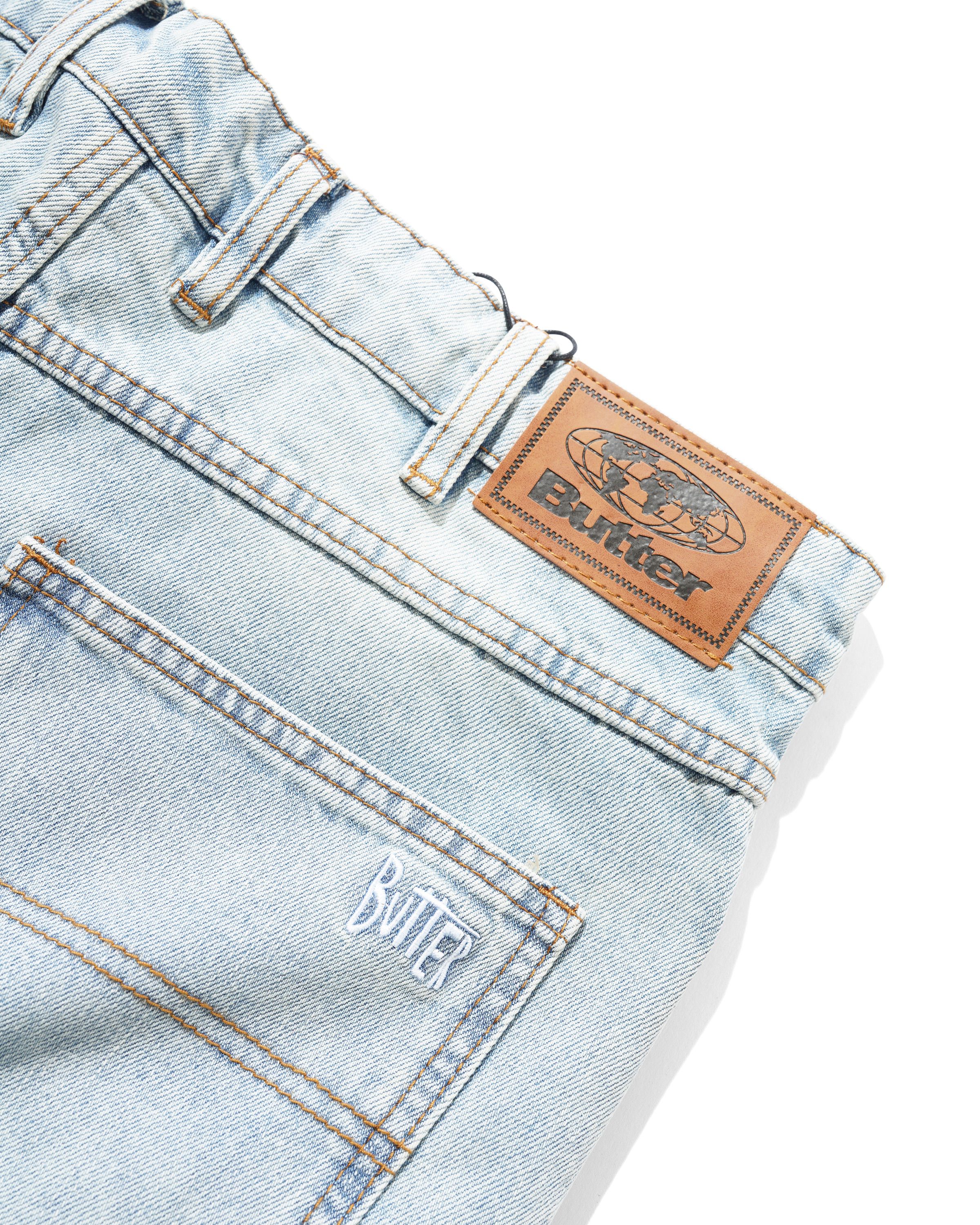 Straight Leg Denim Jeans, Distressed Light Blue - Image 3