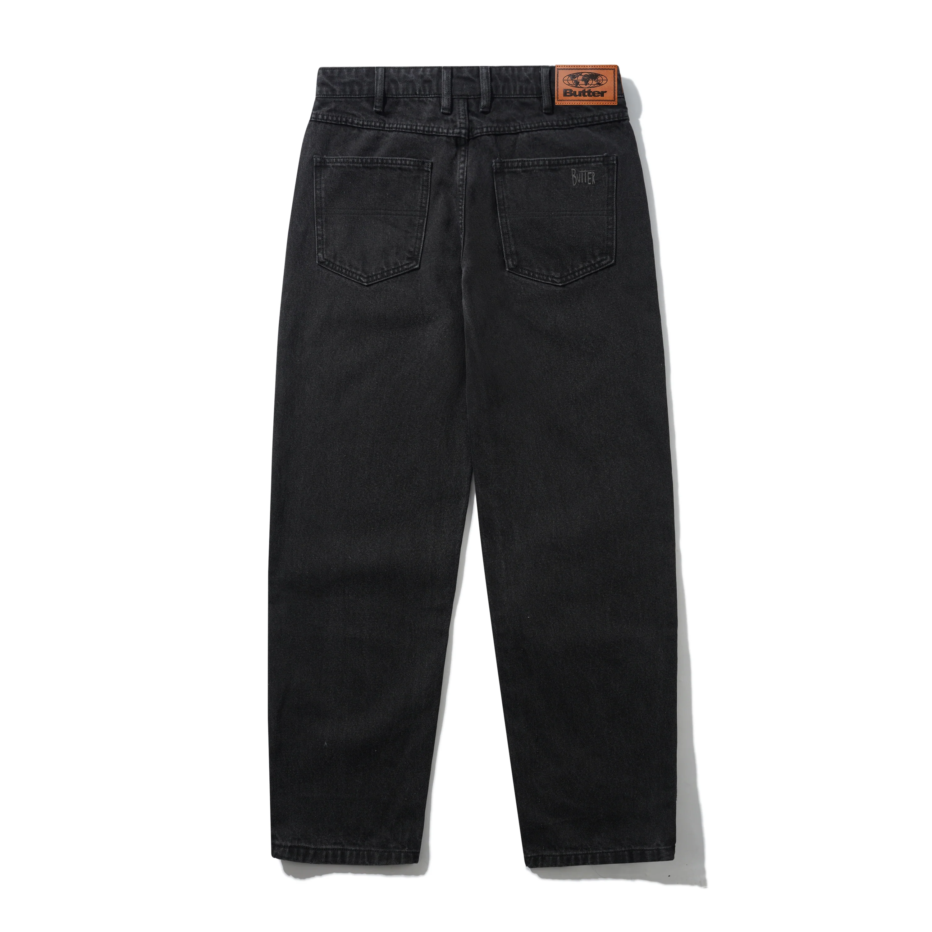 Straight Leg Denim Jeans, Washed Black - Image 2