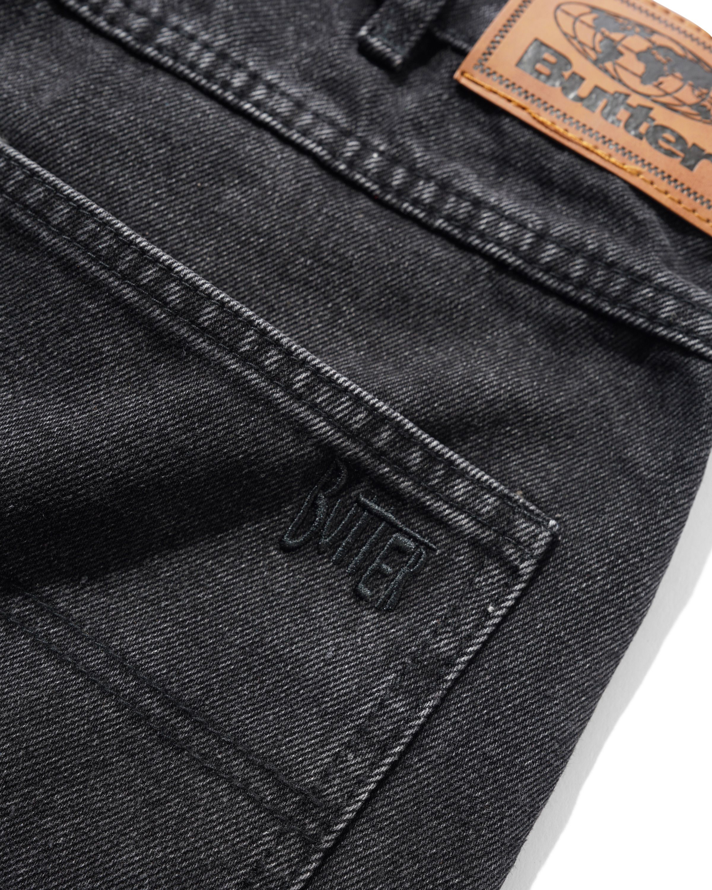Straight Leg Denim Jeans, Washed Black - Image 4