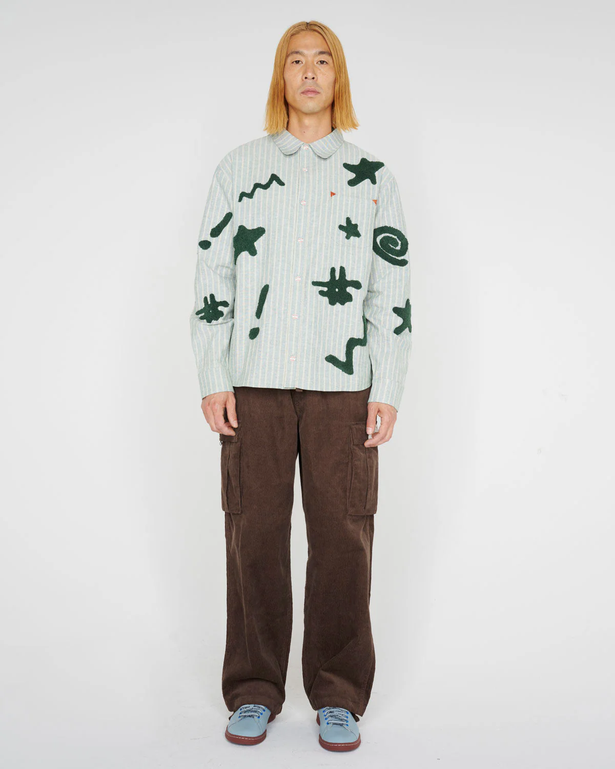 Striped Chenille Symbol Shirt, Green - Image 3