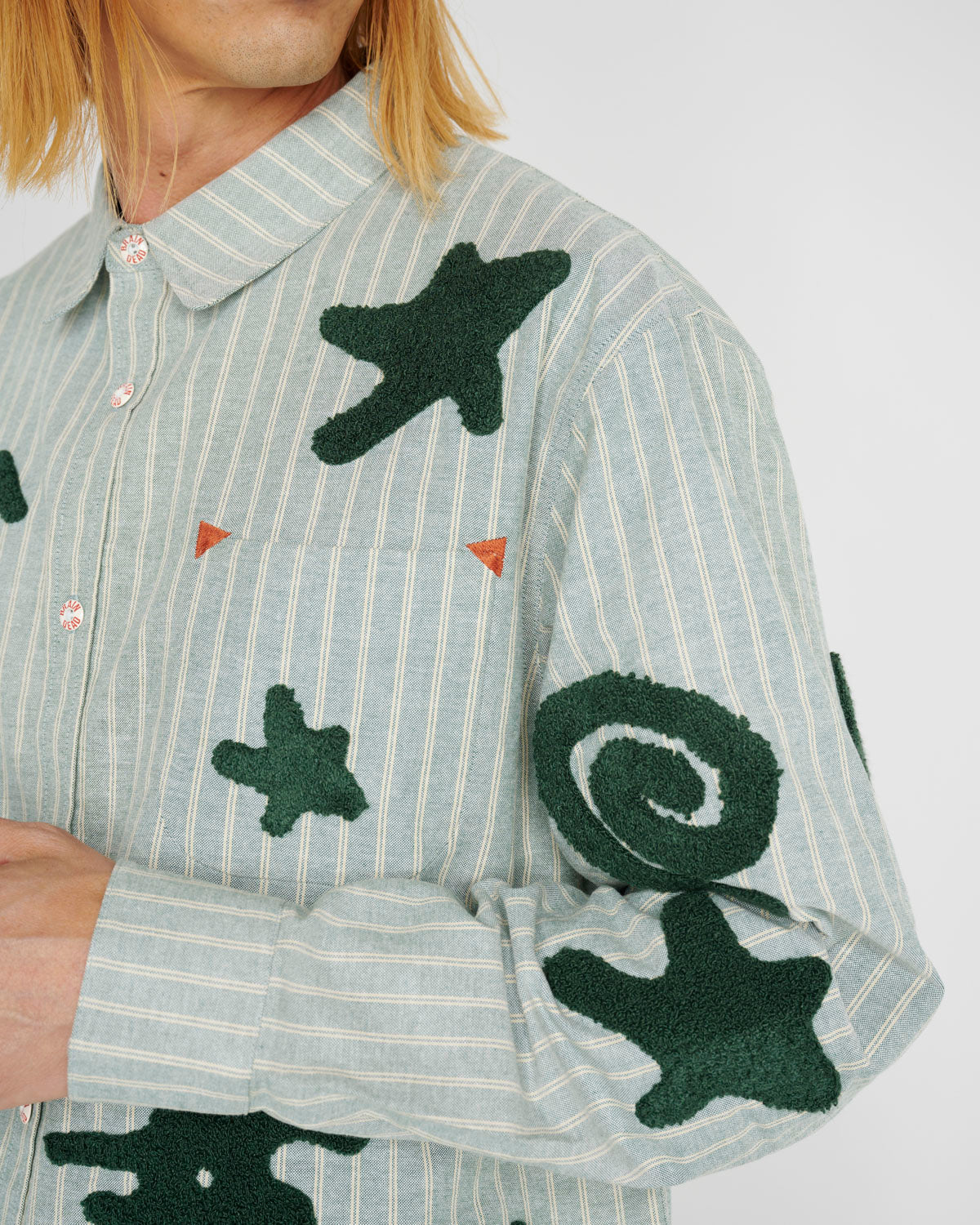 Striped Chenille Symbol Shirt, Green - Image 4