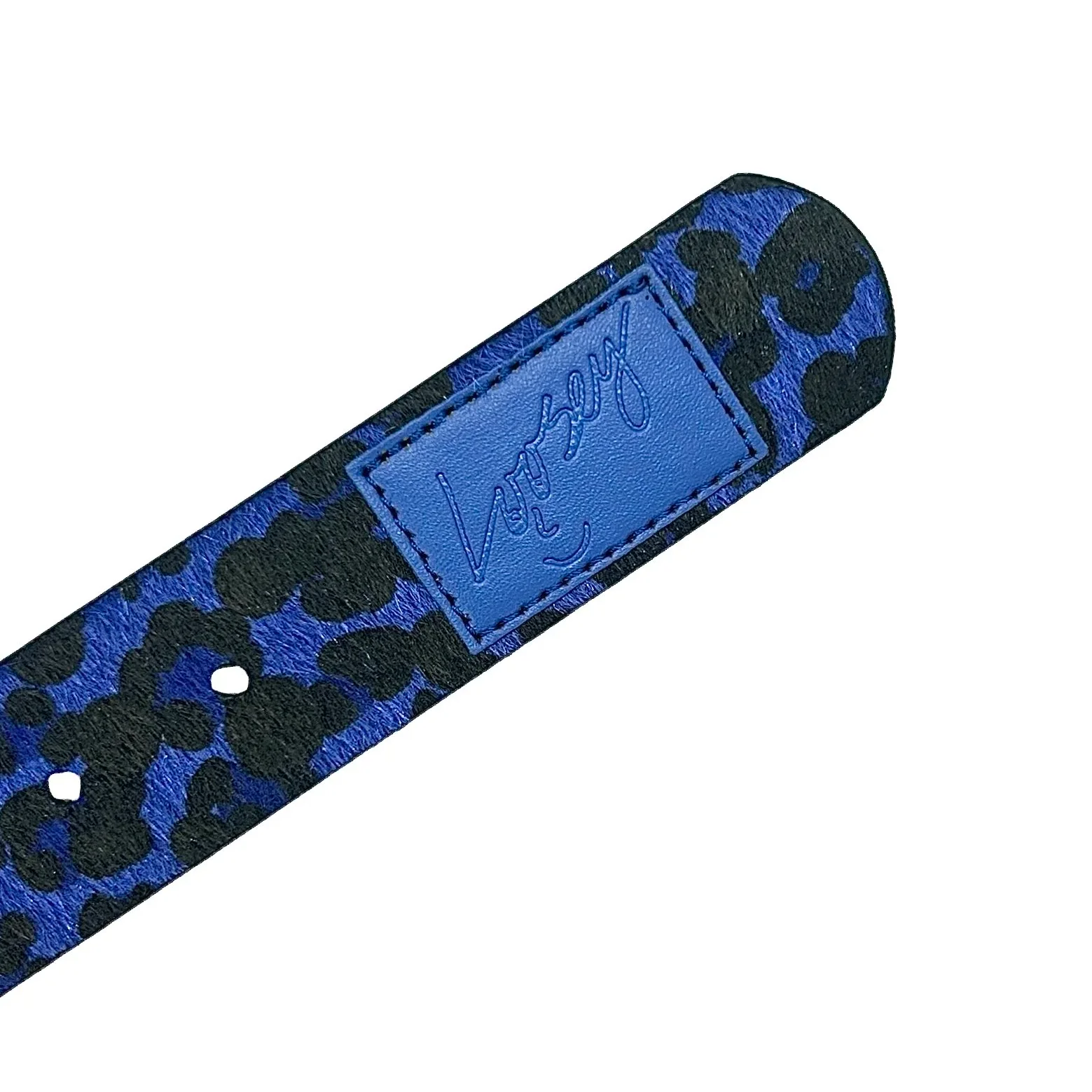 Studded Cheetah Belt, Blue - Image 2