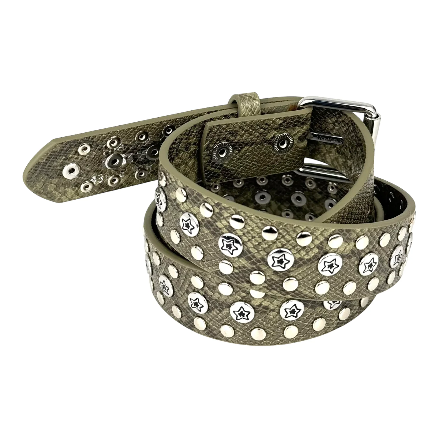 Studded Snake Belt, Olive - Image 2