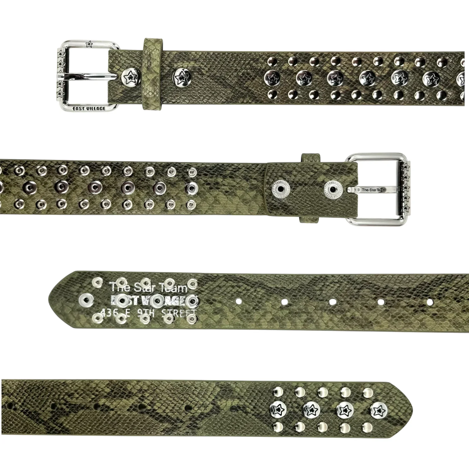 Studded Snake Belt, Olive - Image 3