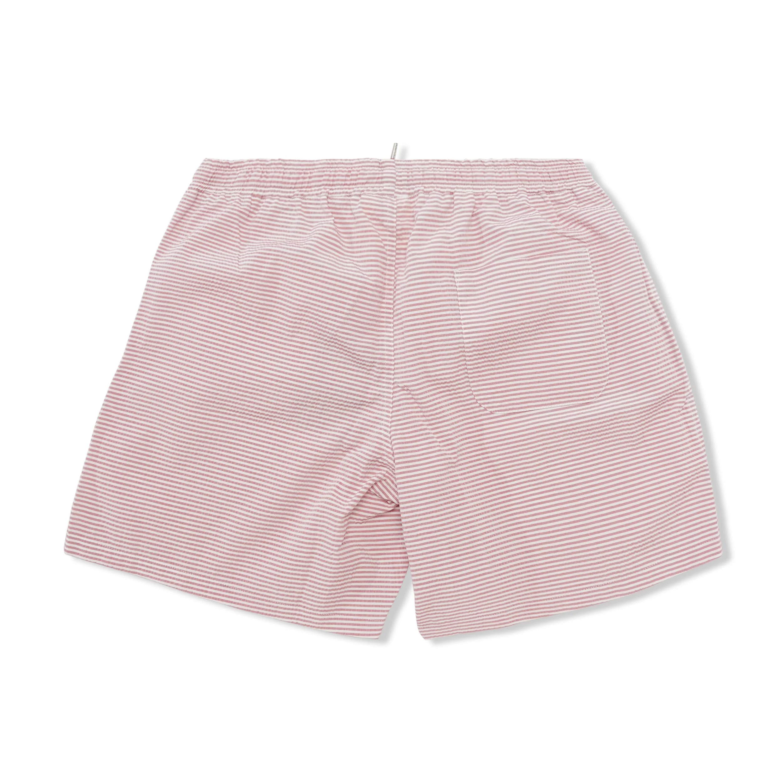 Swim Shorts, Red & White Striped Seersucker - Image 2
