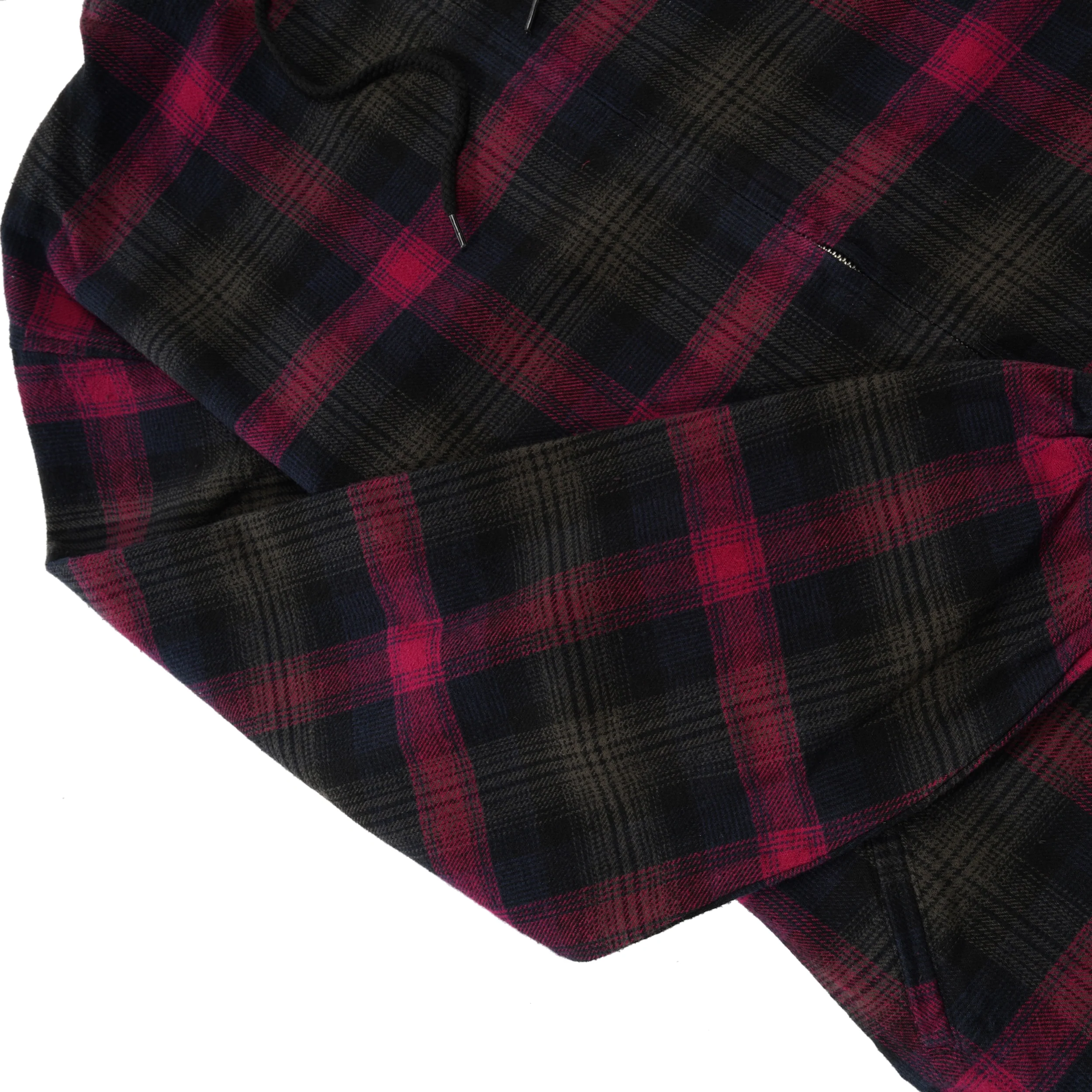Tartan Zip-Thru Pullover Hood, Burnt Red - Image 3
