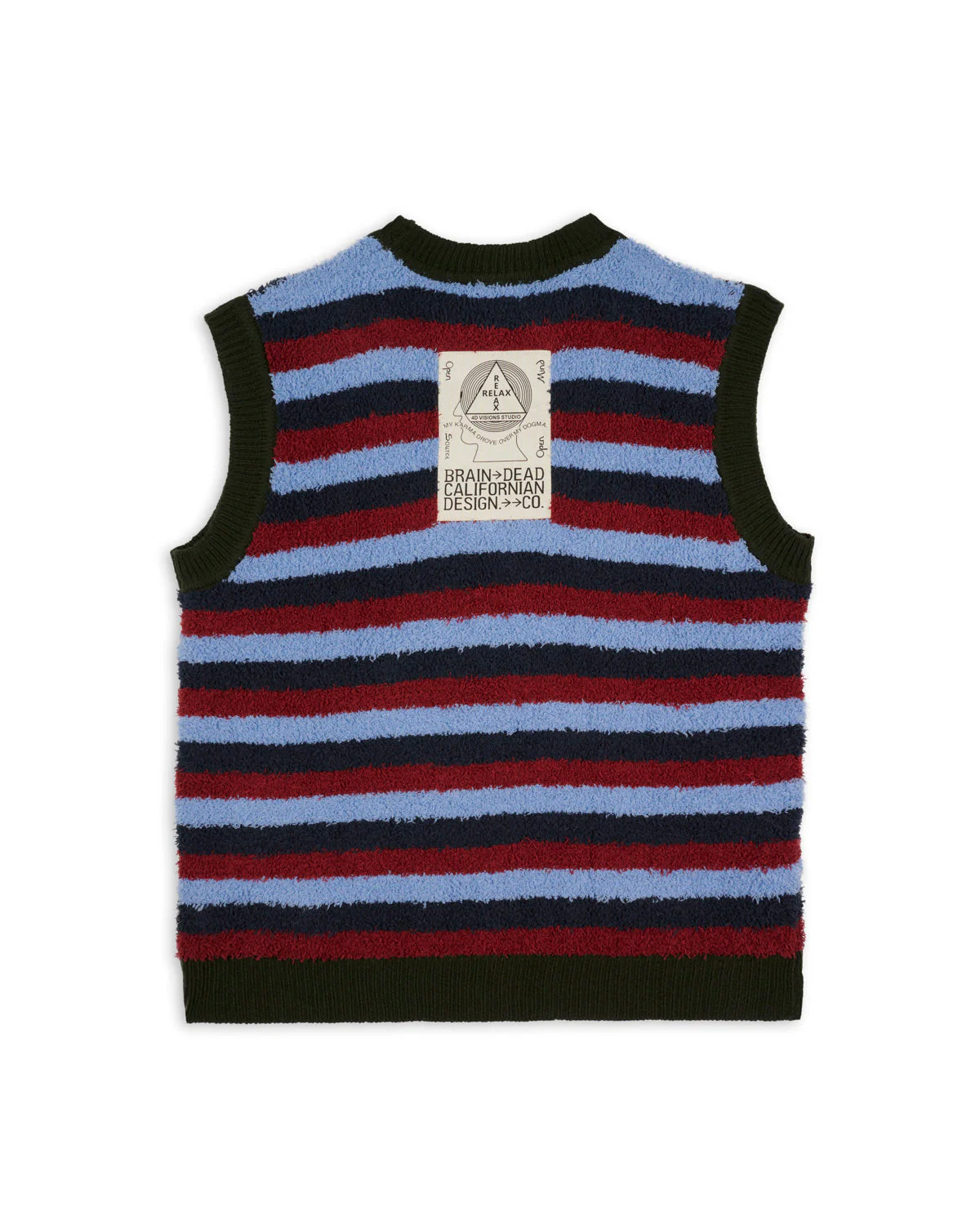 Teddy Fur Striped Vest, Blue Multi - Image 2
