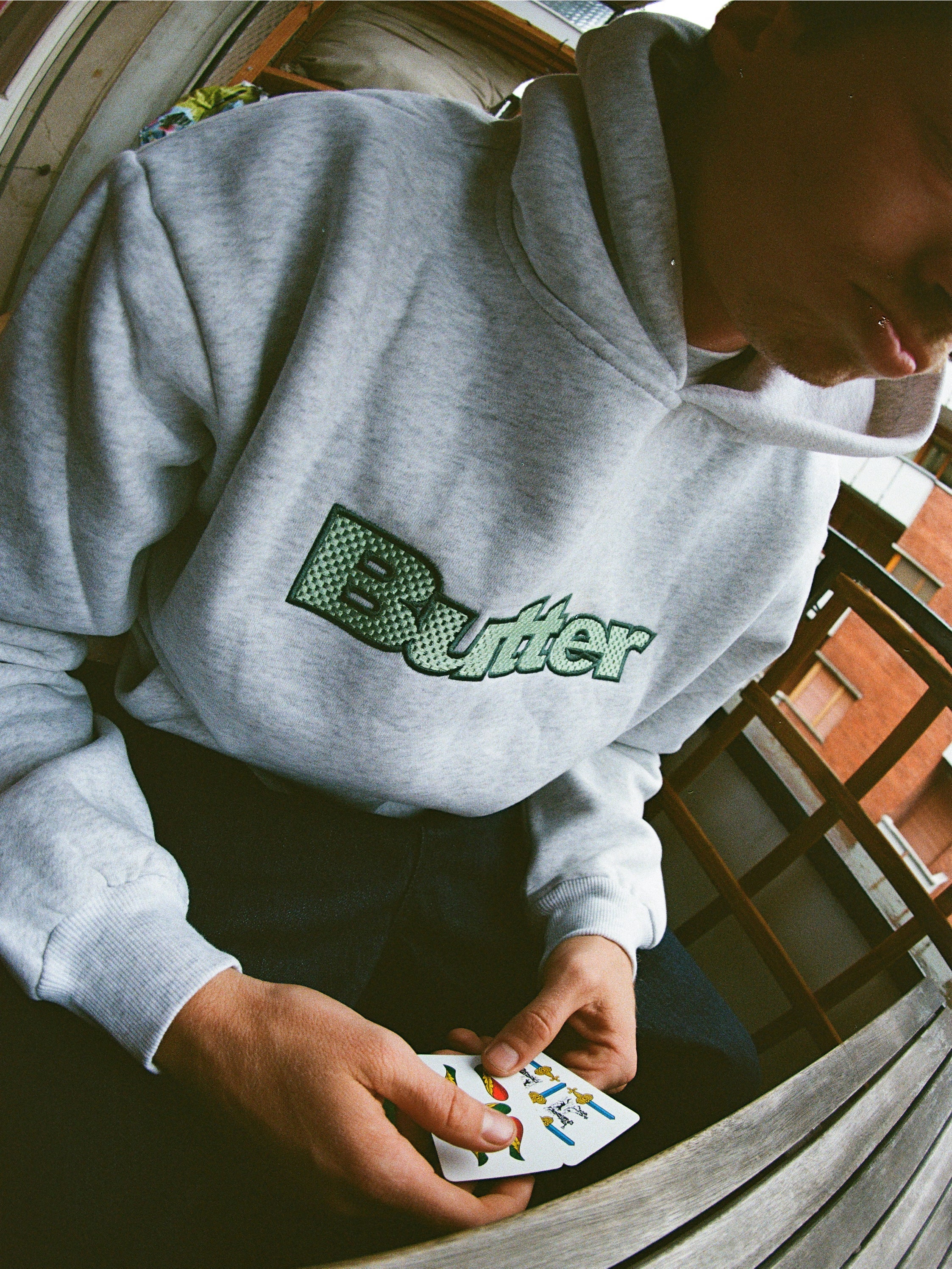 Textured Logo Pullover Hood, Black - Image 3