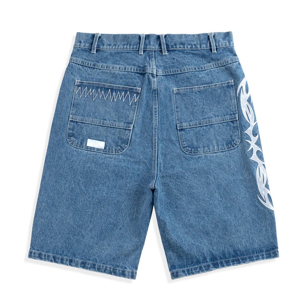 Tribal Denim Shorts, Medium Blue - Image 2
