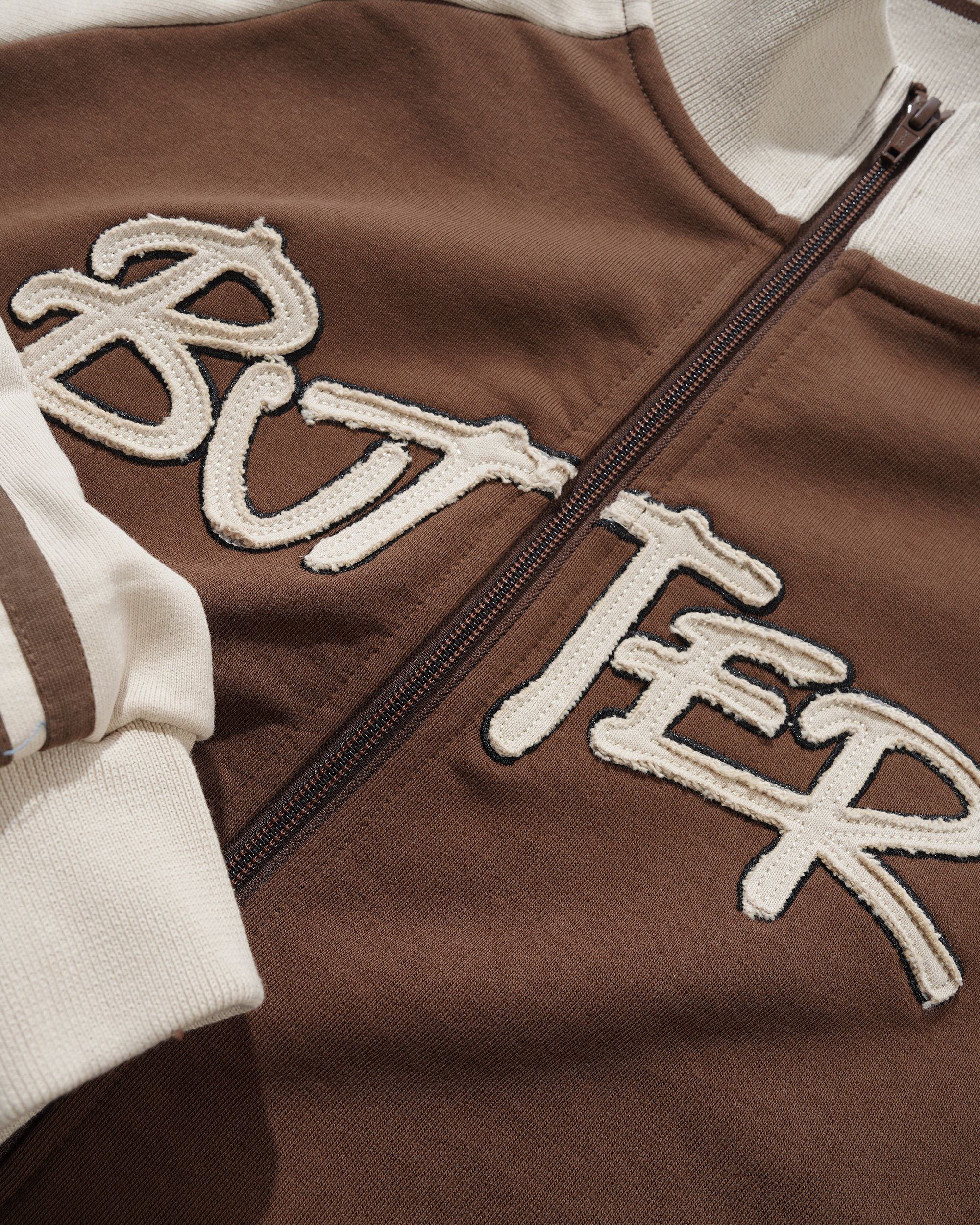 Tunnel Fleece Track Jacket, Chocolate / Beige - Image 2