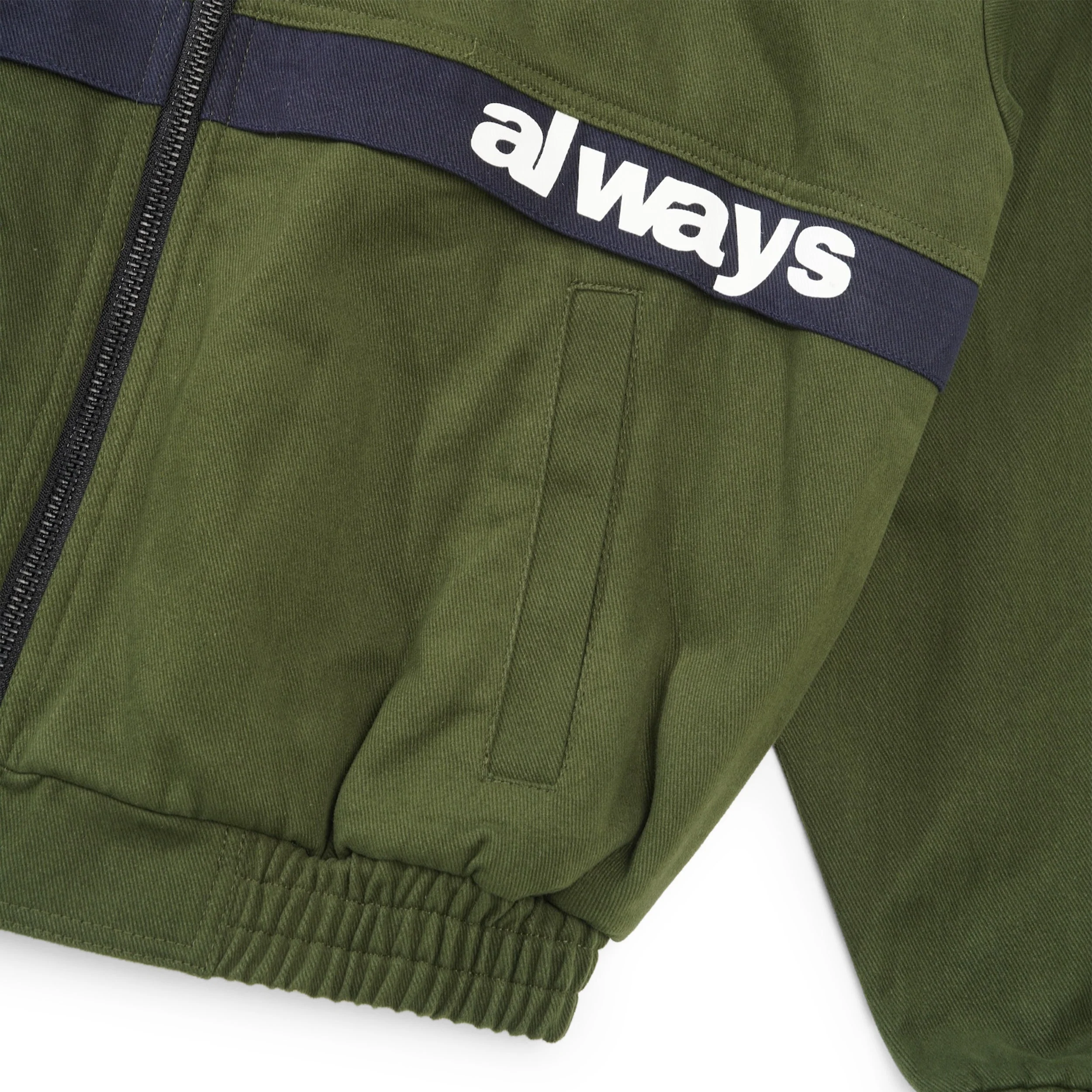 Two Tone Canvas Bomber Jacket, Green - Image 3