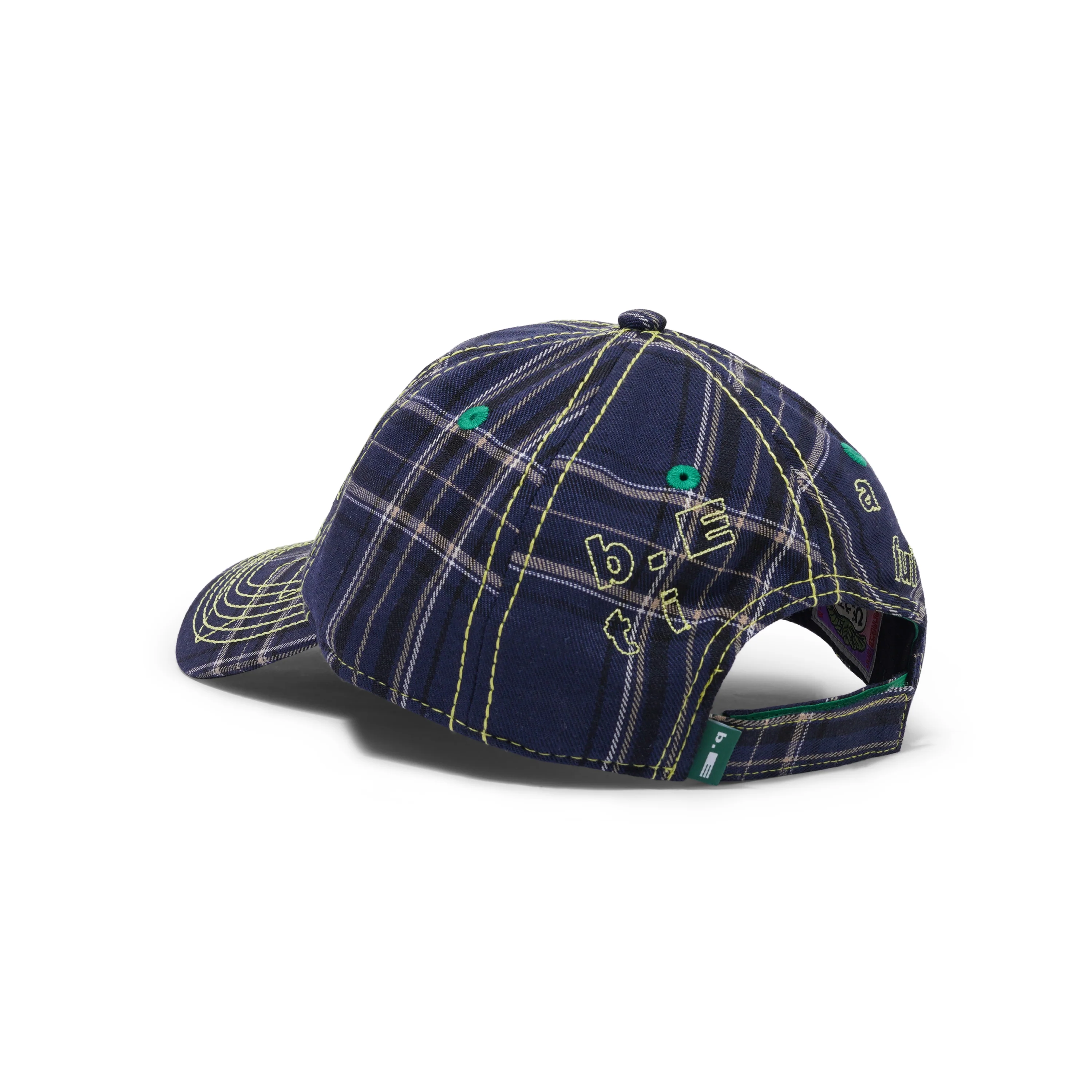 Vapor 6 Panel Hat, Navy Plaid / Highlighter - Image 2