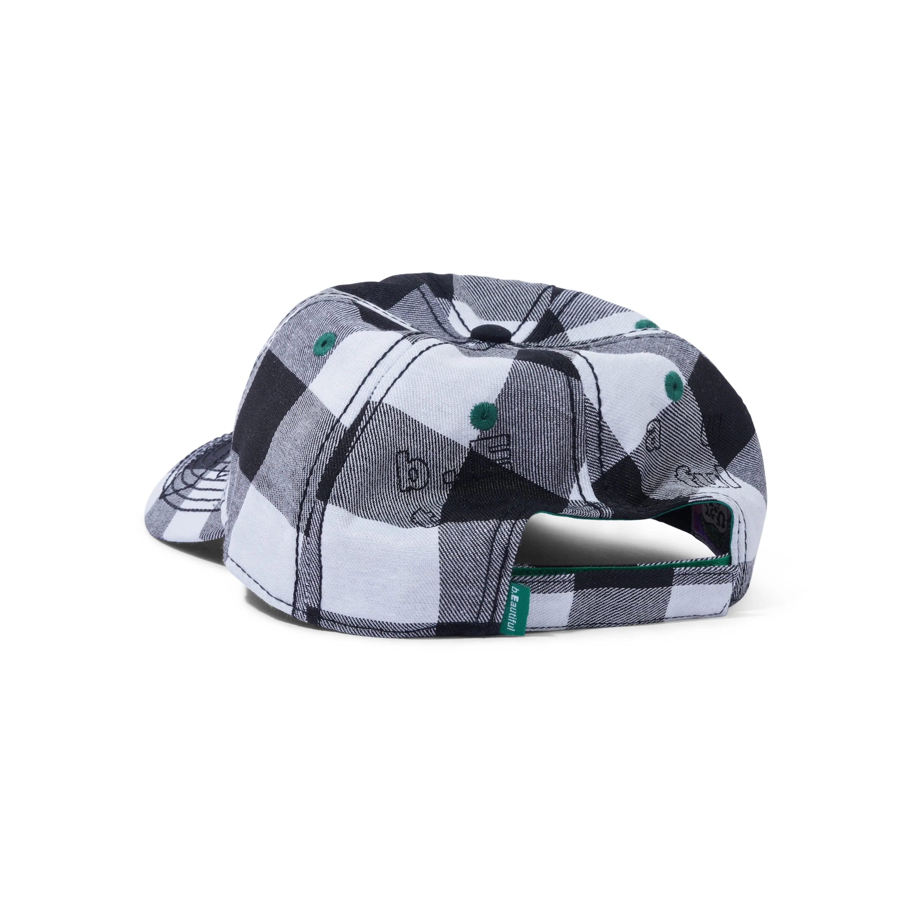 Vapor 6 Panel Hat, Buffalo Check Black / White - Image 2