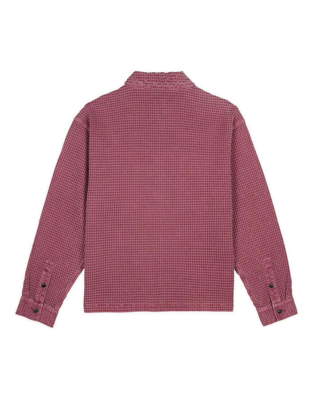 Waffle Button Front Shirt, Berry - Image 2