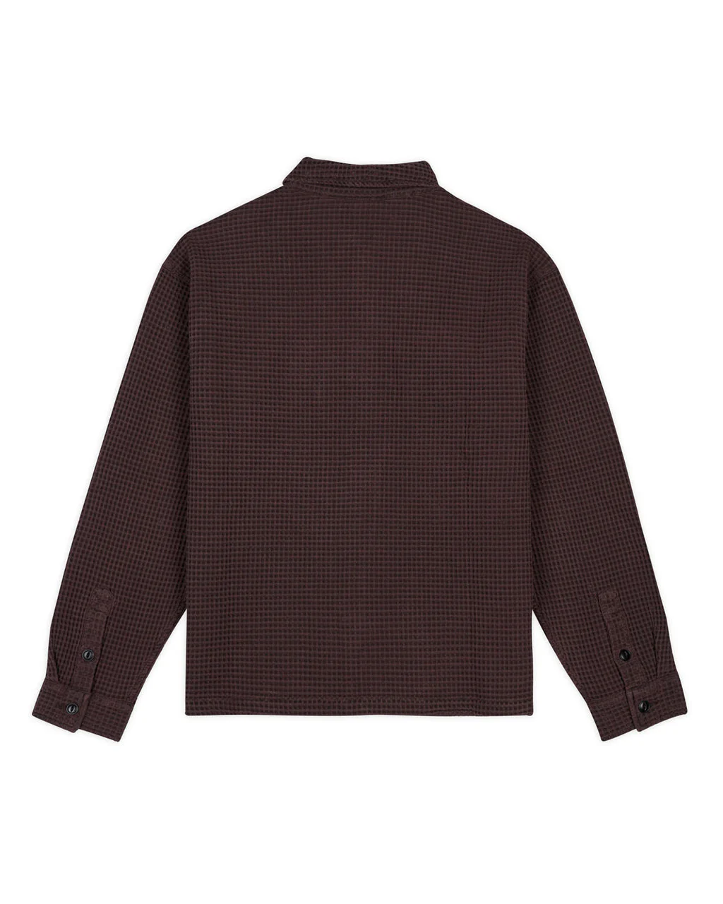 Waffle Button Front Shirt, Chocolate - Image 2
