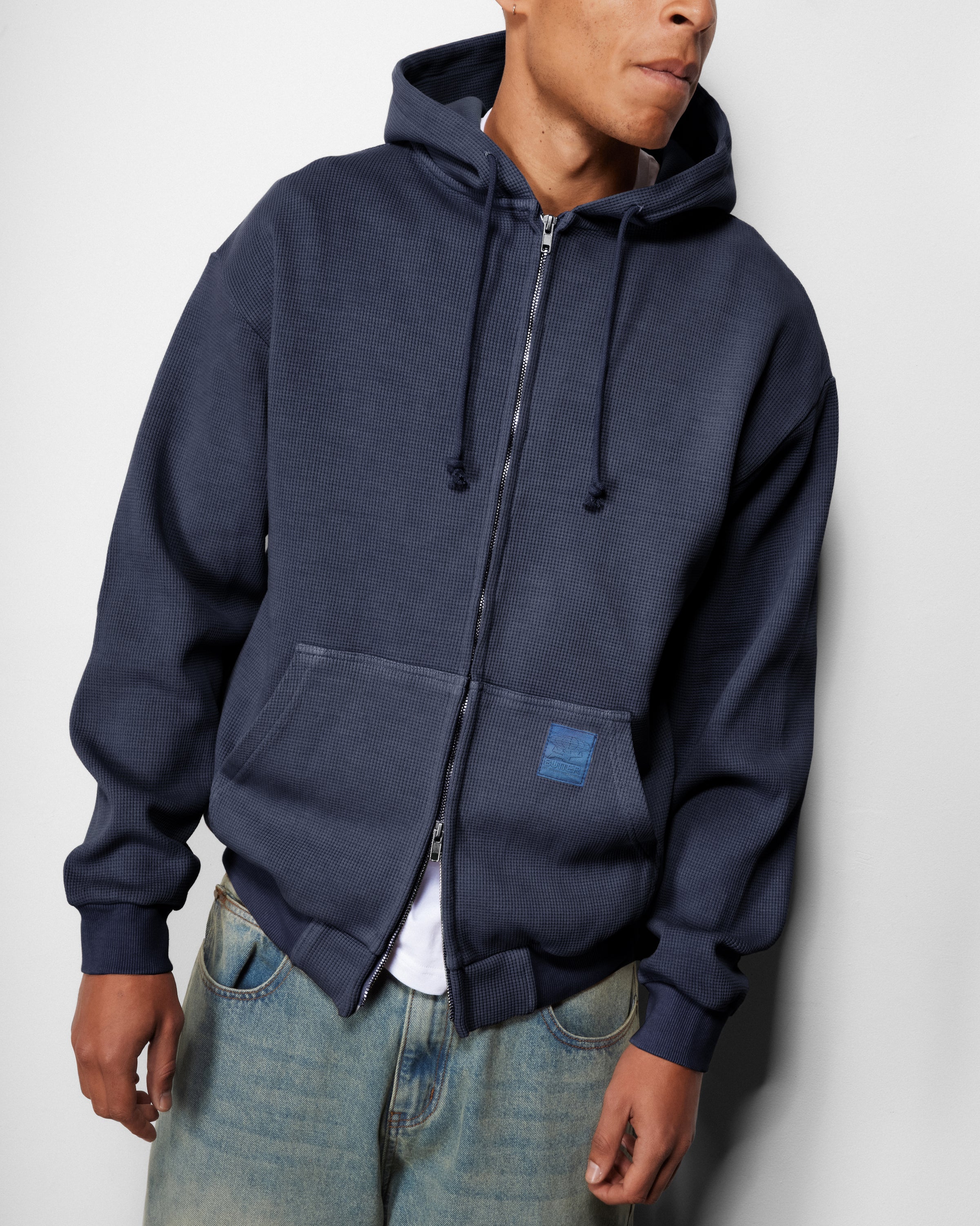 Waffle Zip-Thru Hood, Navy Overdye - Image 6