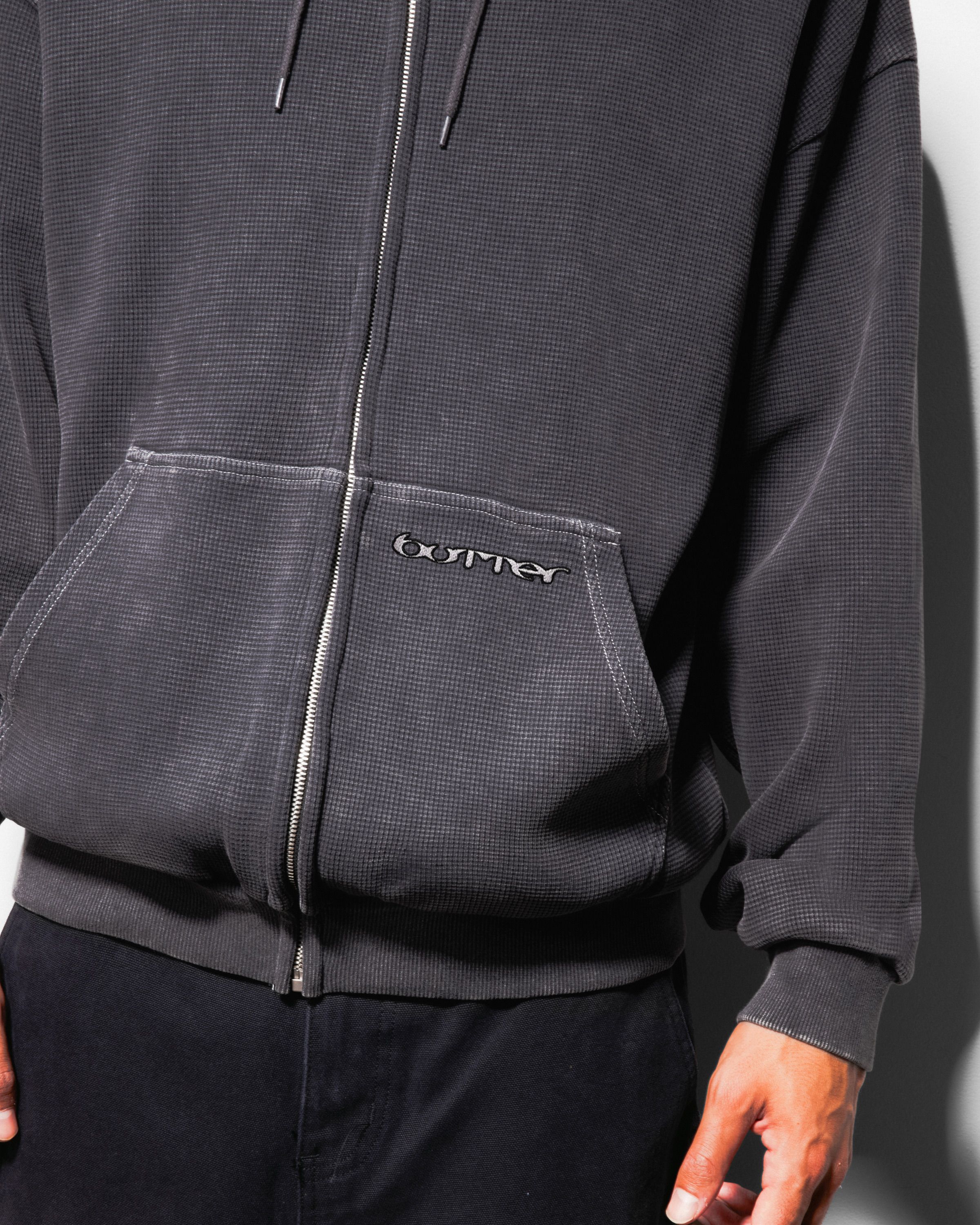 Waffle Zip-Thru Hood, Black Overdye - Image 5