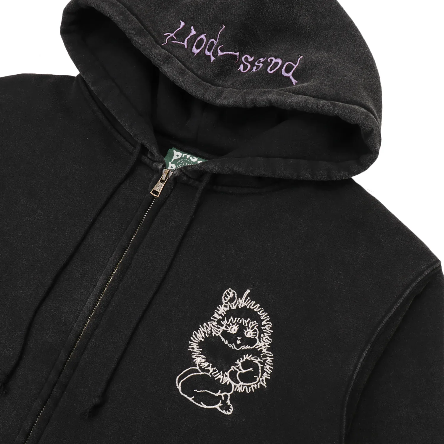 Webbed Bed Zip-Thru Pullover Hood, Acid Black - Image 3